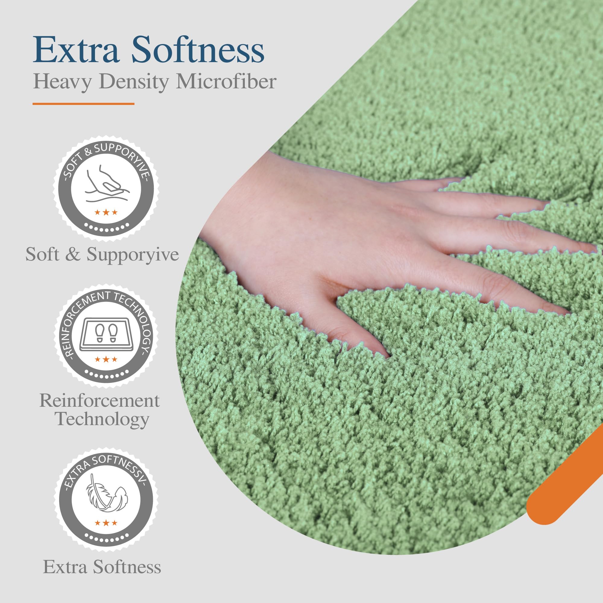 Walensee Large Bathroom Rug (24 X 60, Sage Green) Extra Soft And Absorbent Shaggy Bathroom Mat Machine Washable Microfiber Bath