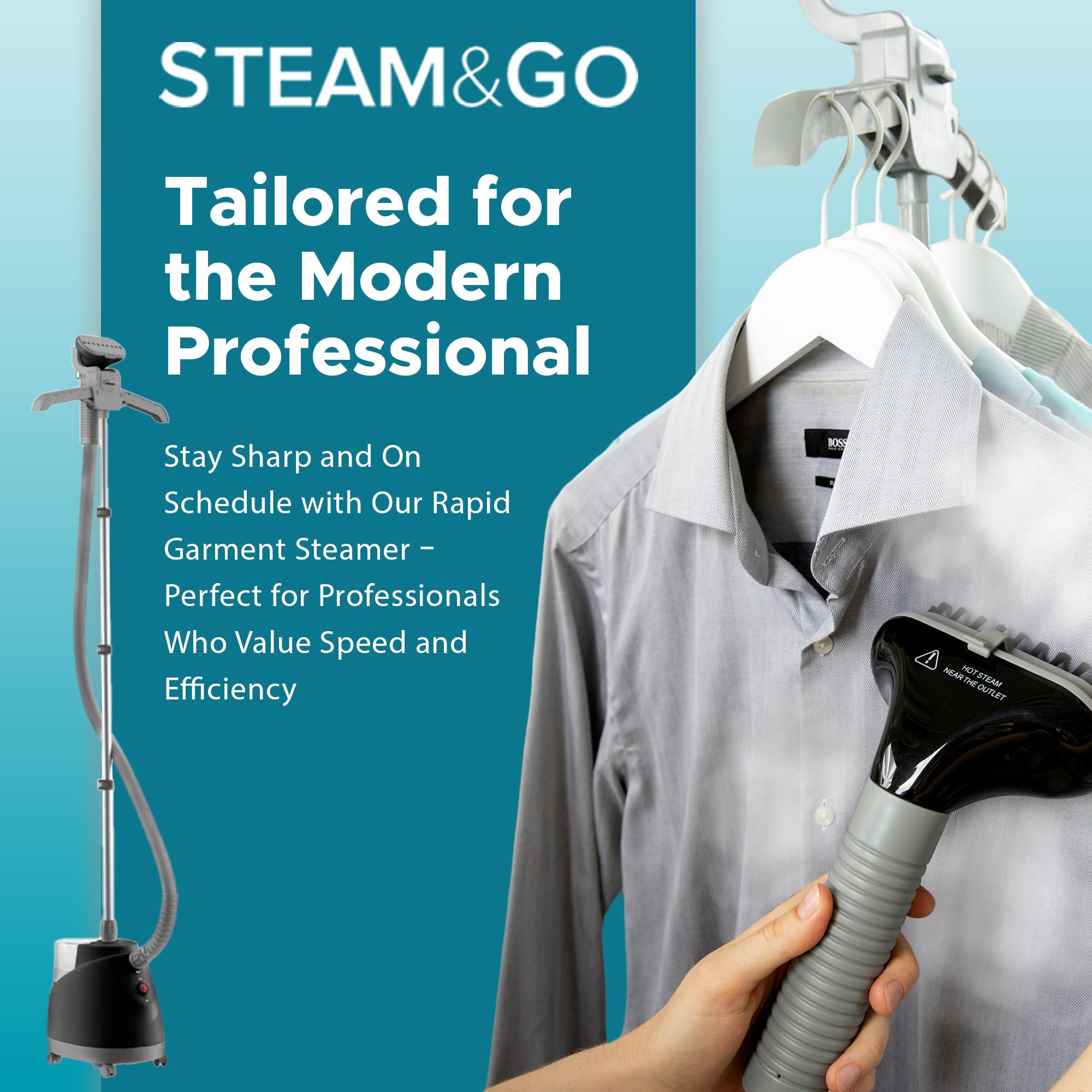 Steam & Go - The Rival Handheld Steamer - Upright Fabric Steamer for Clothes, Garments, Curtains, Bedding & Upholstery - Quick-H