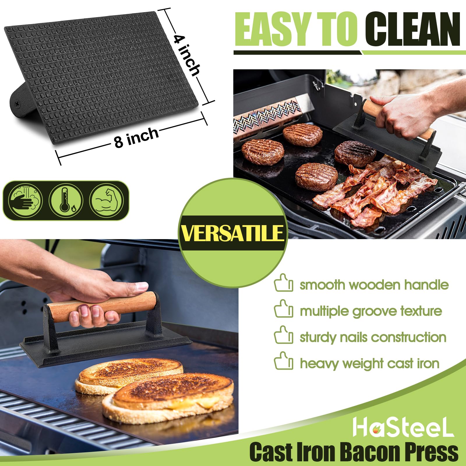 Hasteel Griddle Accessories Kit Of 16, Professional Stainless Steel Griddle Spatula Tools In Storage Bag, Heavy Duty Metal Spatu