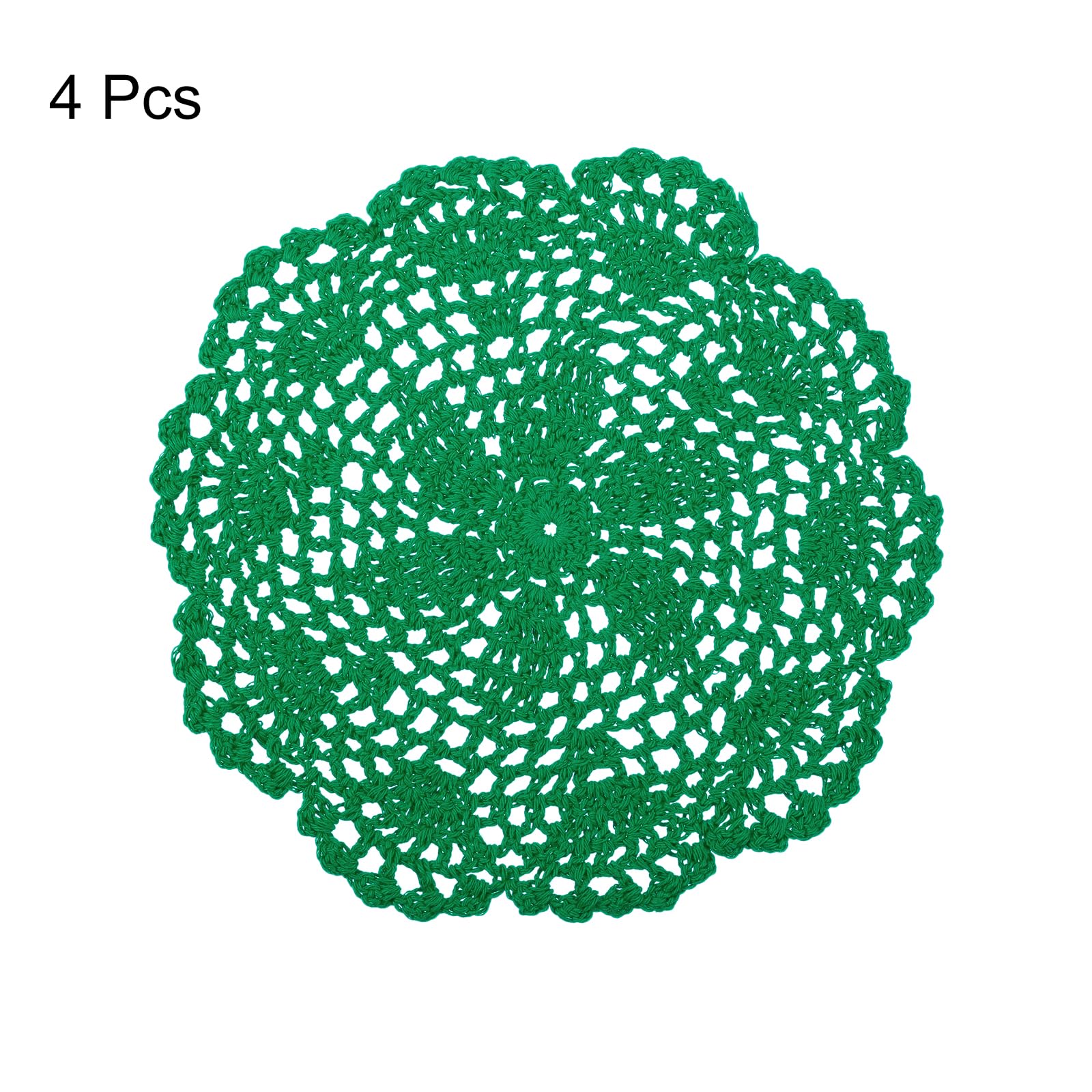 Uxcell Crochet Doilies, 4Pcs 8 Inch - Handmade Crochet Cotton Coaster, Round Lace Placemats With Floral For Wedding Party Decora