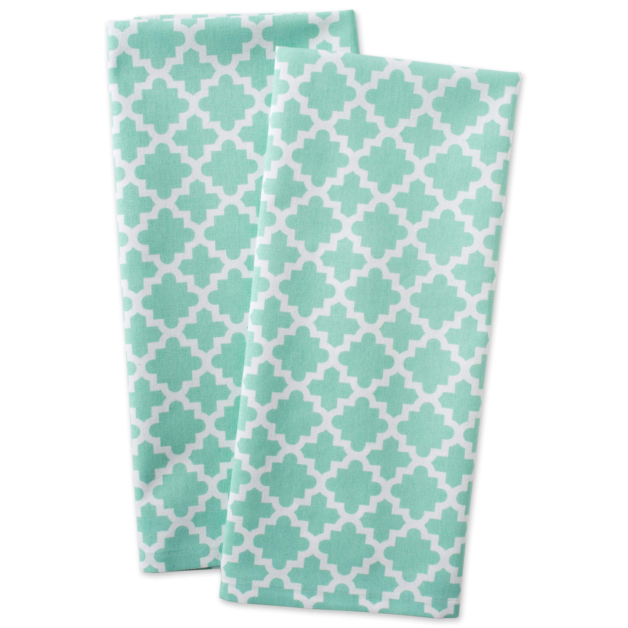 Dii Lattice Basics Collection Kitchen Essentials, Dishtowel Set, Aqua, 2, Piece