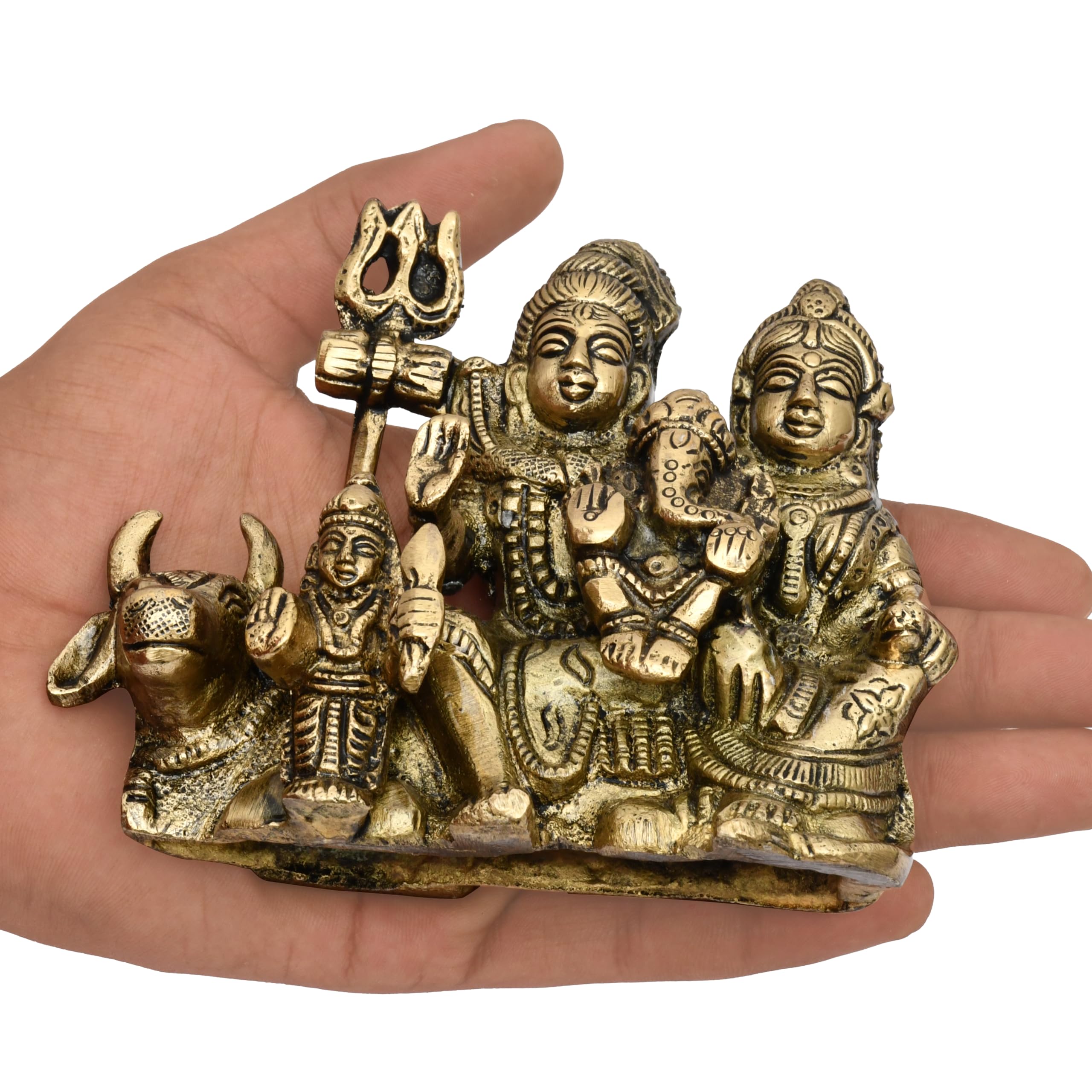 Aargkraft Brass Shiva Pariwar - Shiva Family | Shiva Bholenath Shankar Parvati Ganesh Ganesha Nandi Family Shiv Parivar Murti Sh