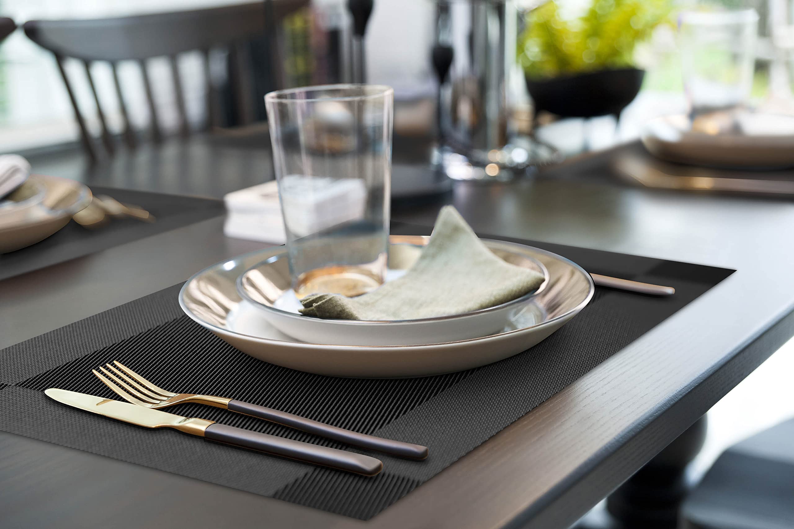 More D  Cor Dining Table Placemats, Washable Heat-Resistant Pvc Vinyl Table Mats For Dining Room And Kitchen, Anti-Slip - Set Of