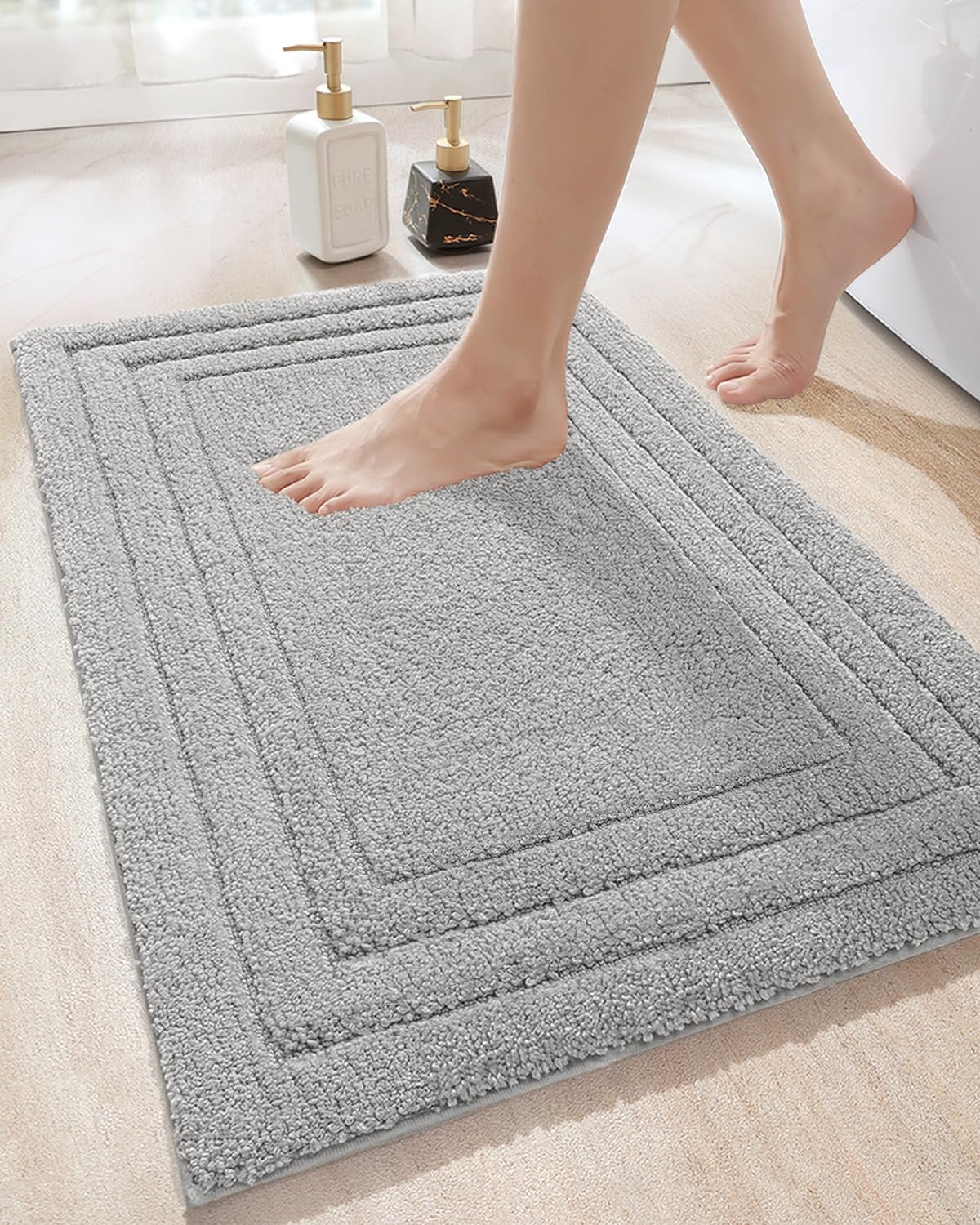 Dexi Bathroom Rug Mat 24X16, Ultra Soft Absorbent Mats, Non Slip Washable Shower Floor Rugs, Quick Dry Microfiber Bathmat For Tu