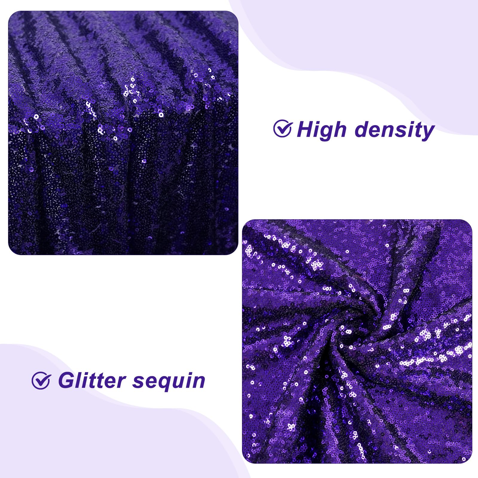 PartyDelight Sequin Tablecloth Purple Sparkly Table Cloth Rectangular 50x80