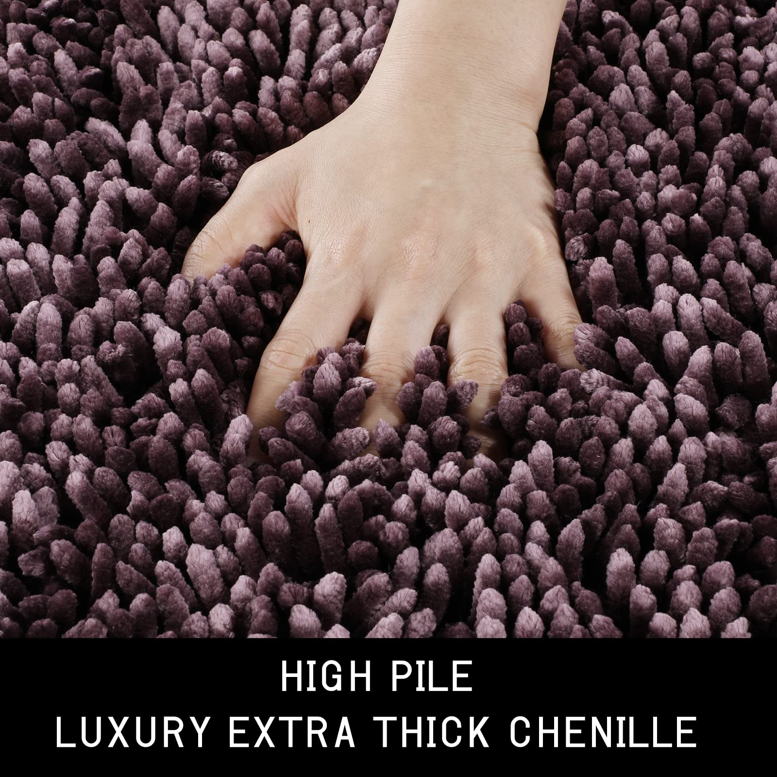 Yimobra Bathroom Rugs Sets 2 Piece  Shaggy Thick Non Slip Bath Rugs for Bathroom Floor Contour  Ultra Absorbent Plush Bath Mat for Shower  Machine Wash  31.5 x 19.8 + 24 x 17 Inches  Dark Purple