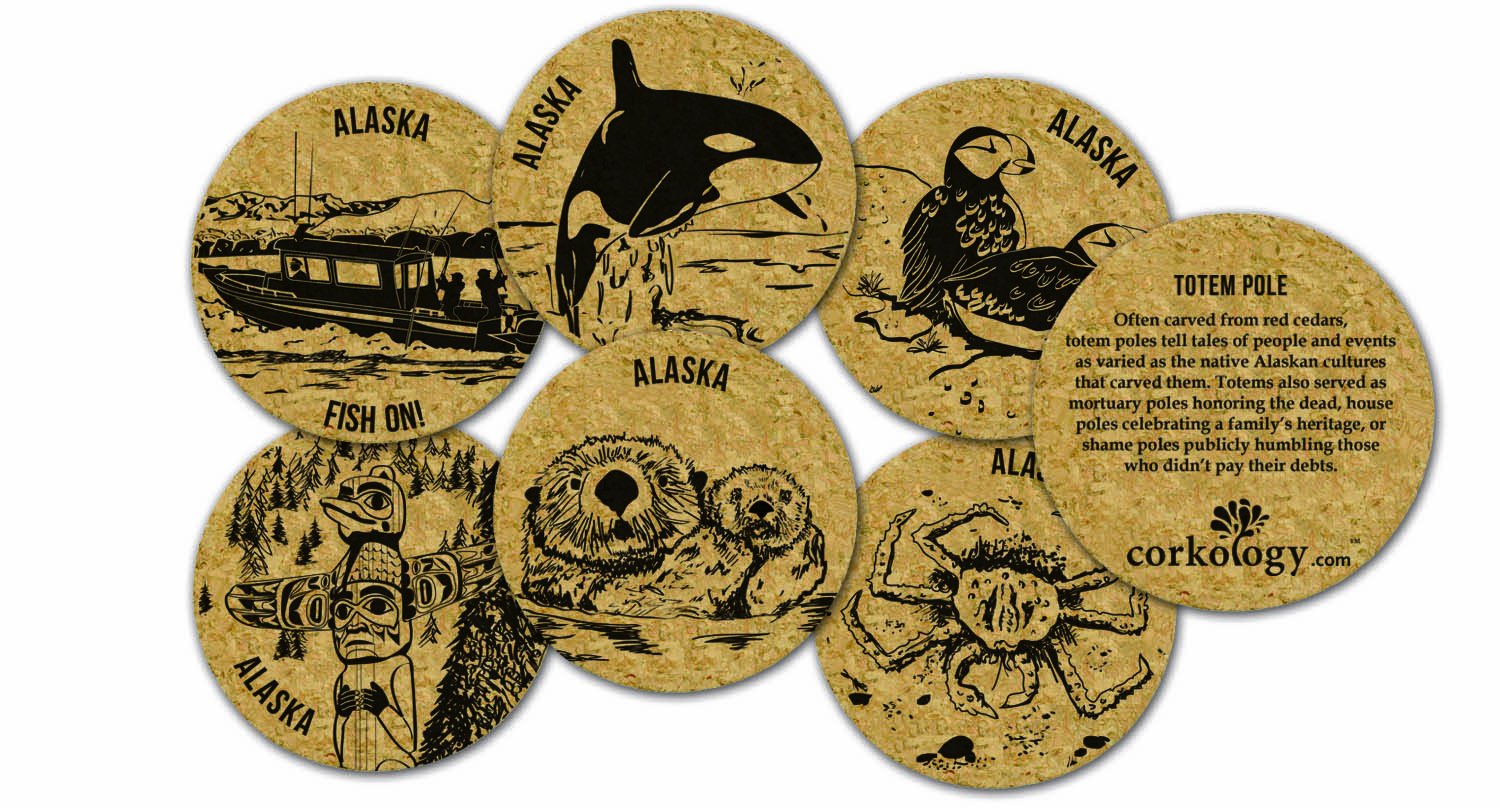 Corkology Alaska Whale Cork Coaster Set