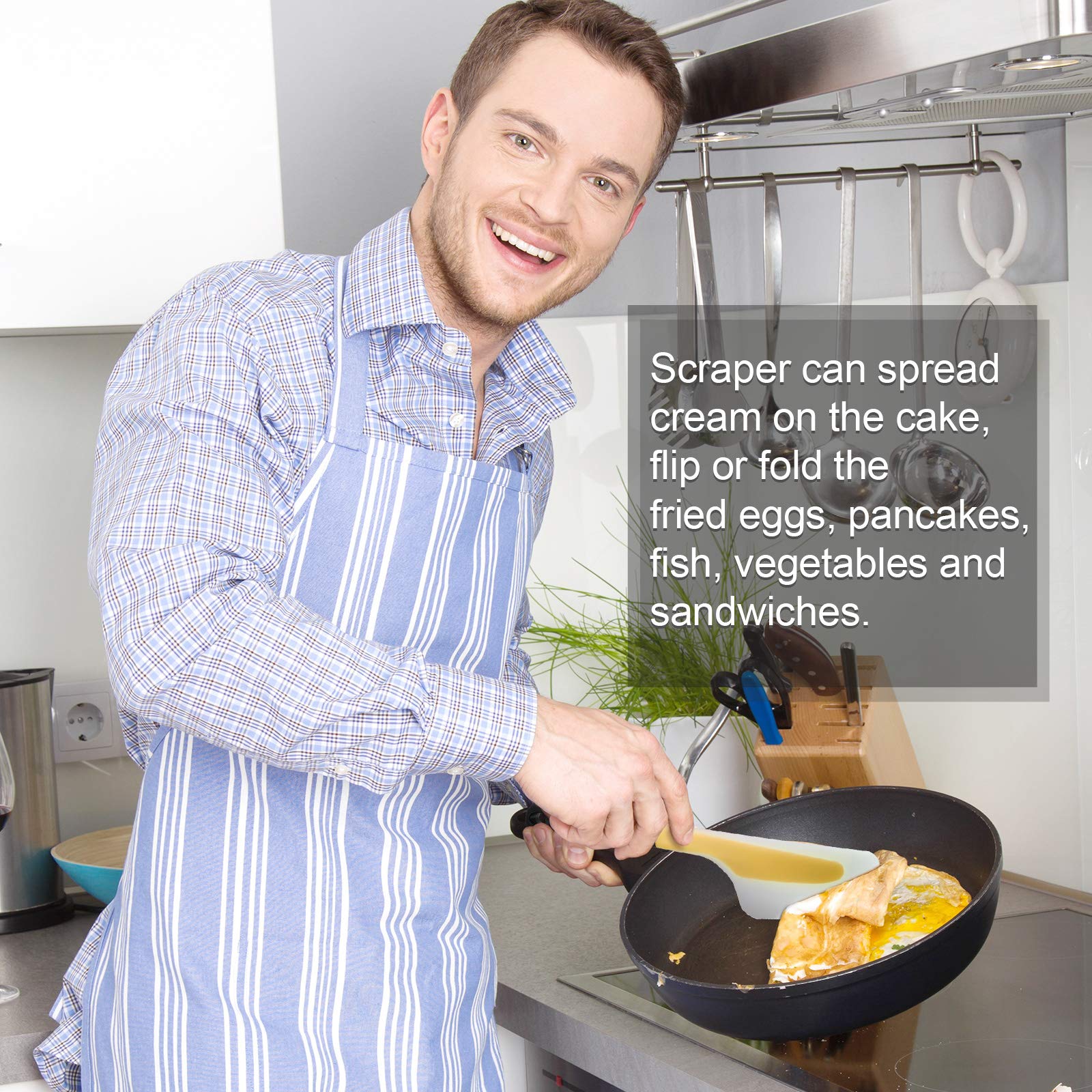 Omelette Spatula Kitchen Omelet Turner Silicone Non-Stick Omelette Scraper Silicone Pigment Scraper With Non Slip Grip For Kitch