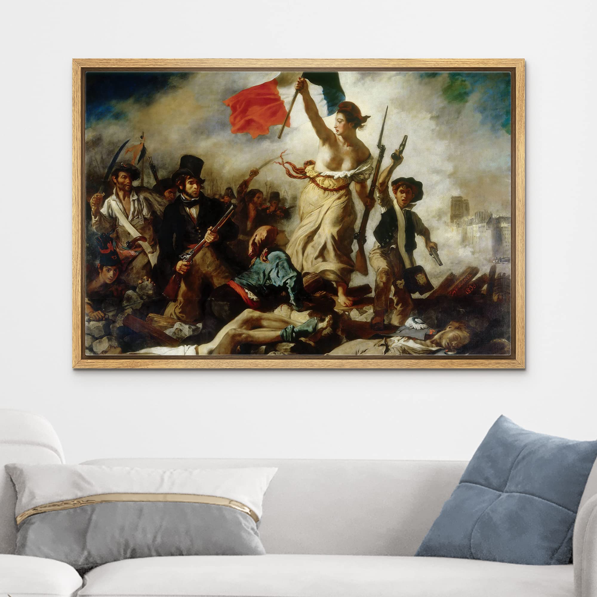 Wall26 Liberty Leading The People By Eugene Delacroix Giclee Framed Canvas Prints Wrapped Gallery Wall Art | Stretched And Frame