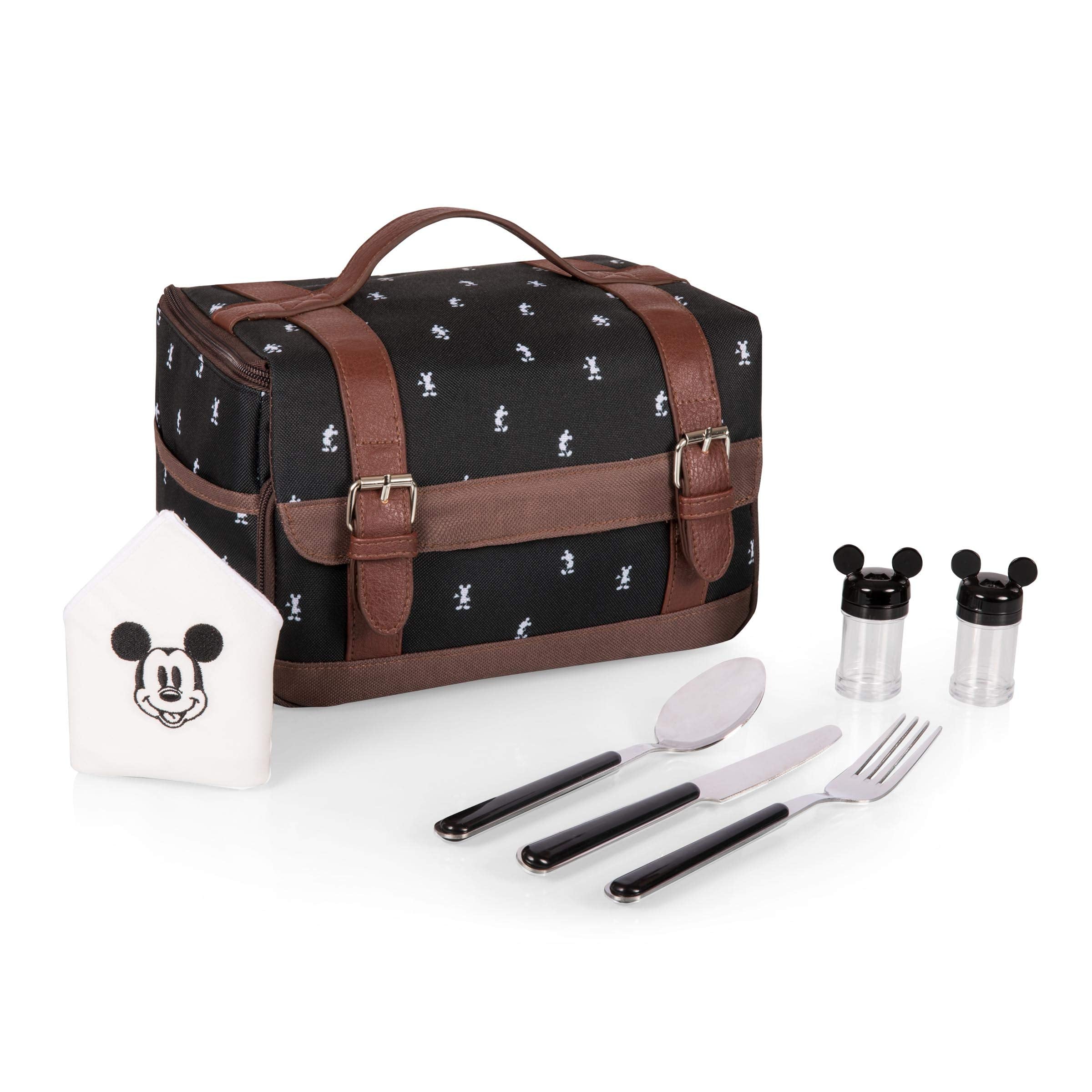 Picnic Time Disney Mickey Mouse Lunch Bag, Insulated Lunch Box With Utensil Set, Lunch Cooler Bag, (Mickey Mouse Pattern)
