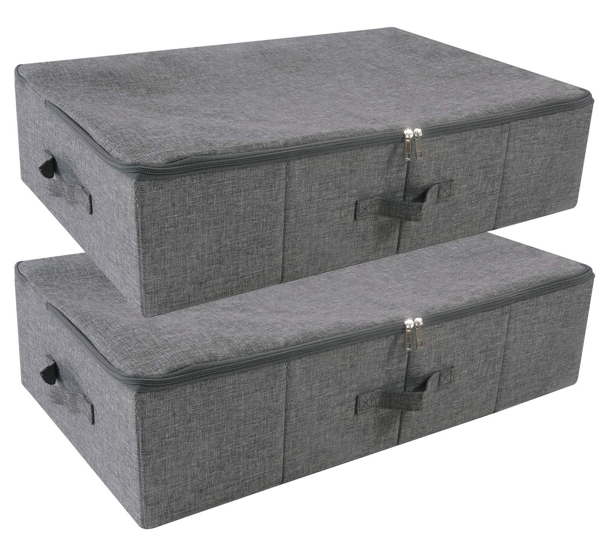 iwill CREATE PRO Pack of 2, Rigid Underbed Storage Boxes with Zip Lid for Clothes, Bedding Sheets, Blankets Organiser, Black Gra