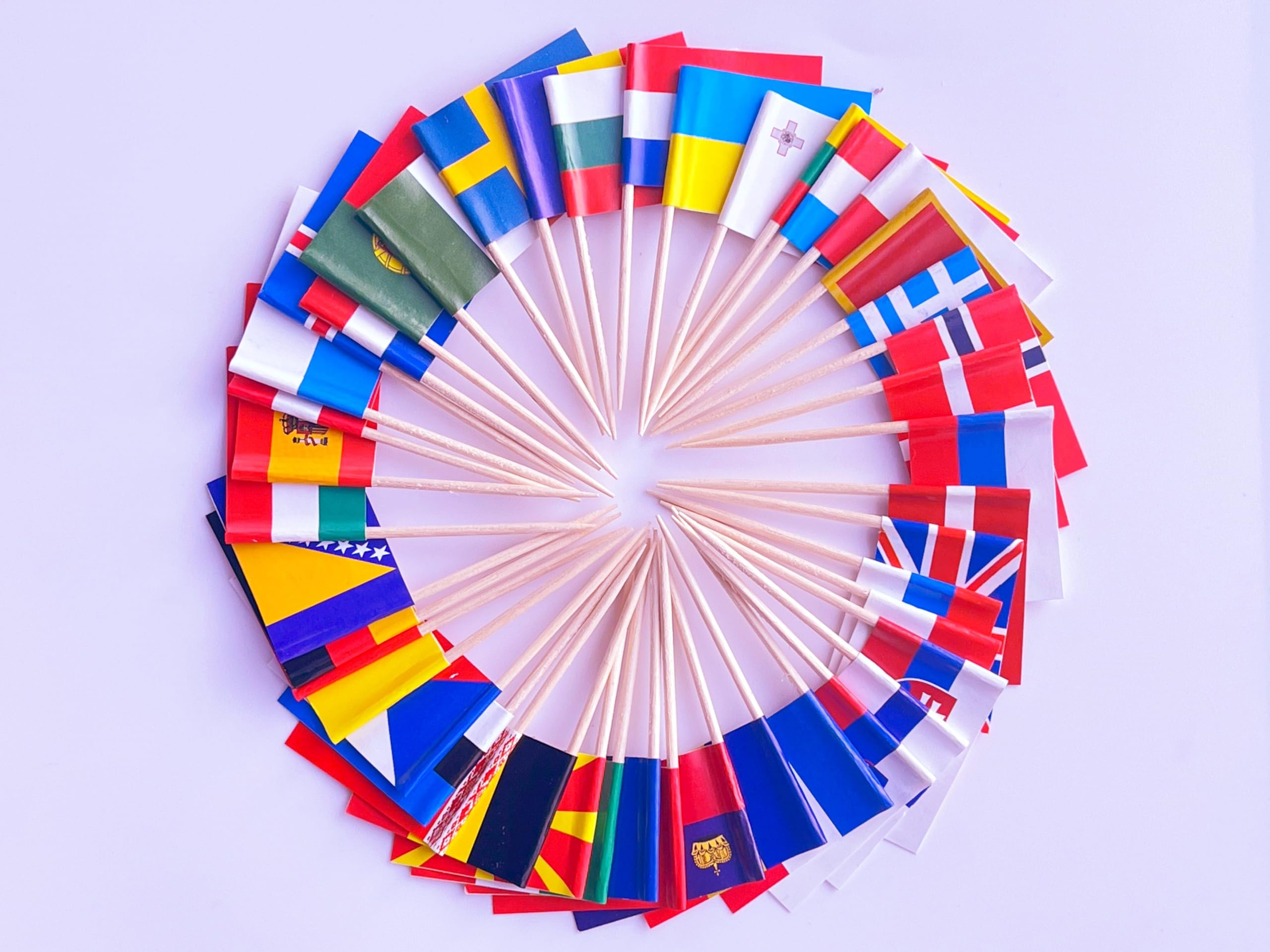 Stidsds Europe European 44 Countries Toothpick Flags Mini Small Country National Cupcake Toppers Stick Flag World International