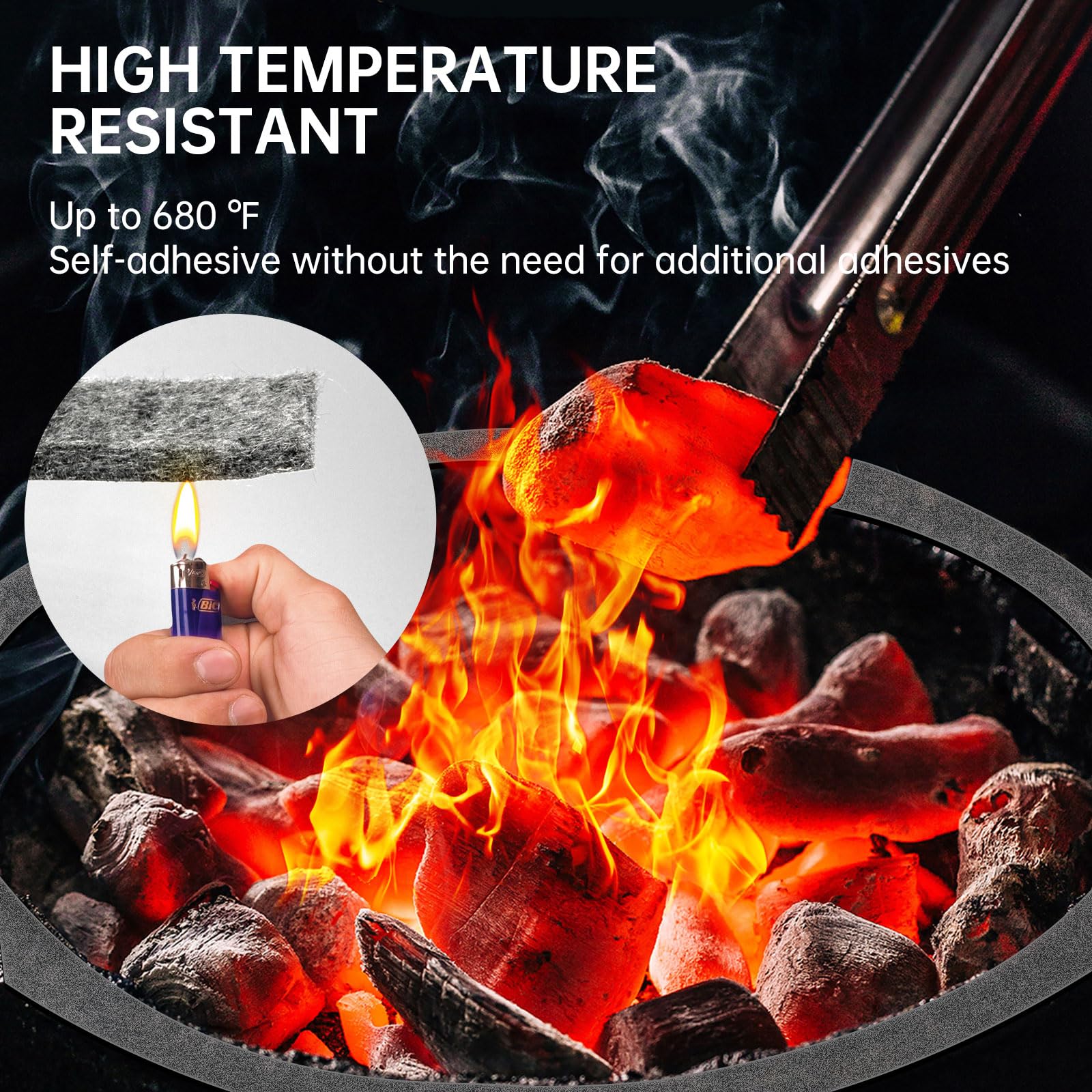 High Temp Grill Gasket Replacement Compatible Fit L/Xl Big Green Egg Ceramic Lid Top Bbq Smoker Gasket,Self Stick Felt 15 Ft Lon