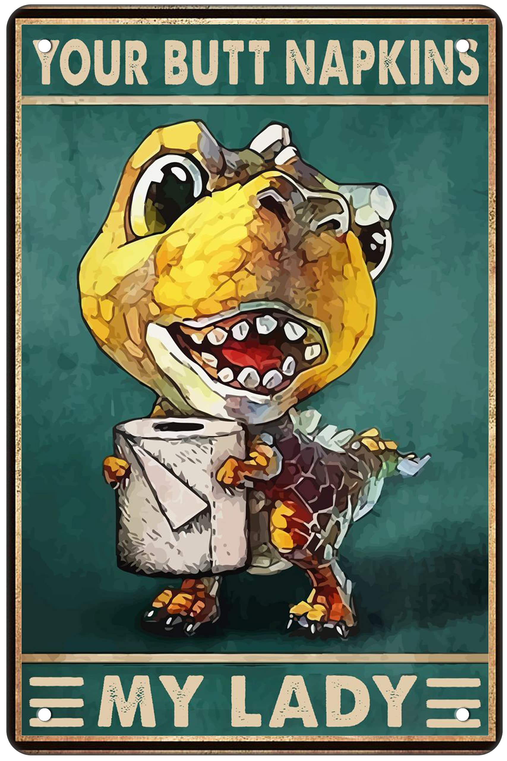 Funny Dino Decor Dinosaur Tin Signs Dinosaur Bathroom Sign Dinosaur Wall Decor Dinosaur Wall Art Poster Retro Poster Toilet Cave