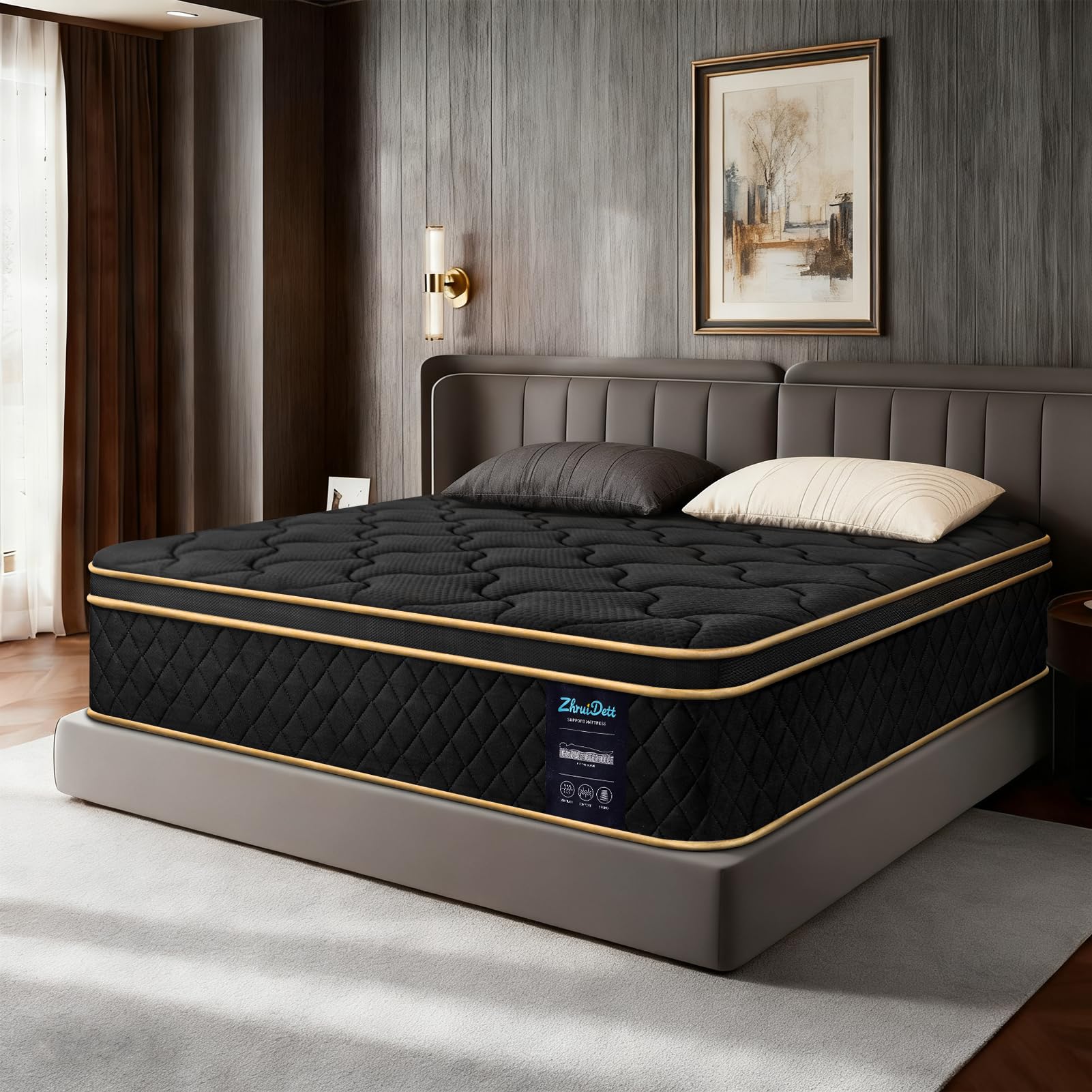 Queen Mattress 12 Inch Queen Size Medium Firm Hybrid Mattress Memory Foam Pocket Steel Springs Matress In A Box For All Sleep Po