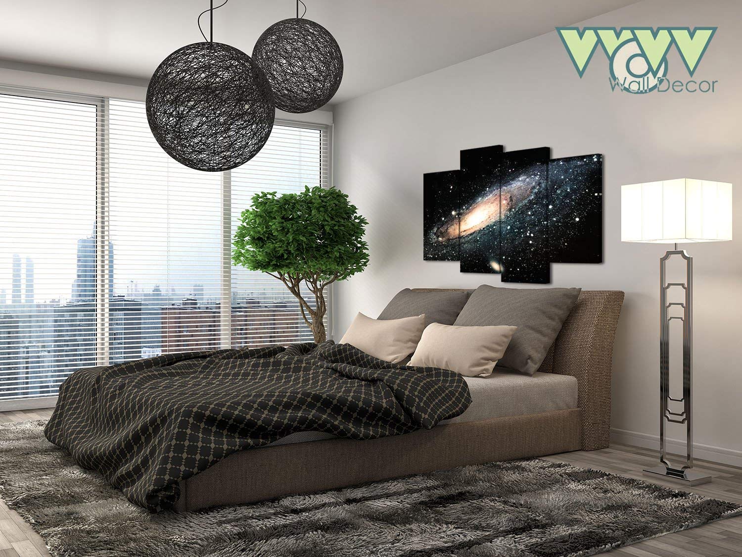 Vvovv Wall Decor - Space Landscape Wall Art Canvas Prints Andromeda Galaxy Universe Picture Poster 4 Piece Starry Night Painting