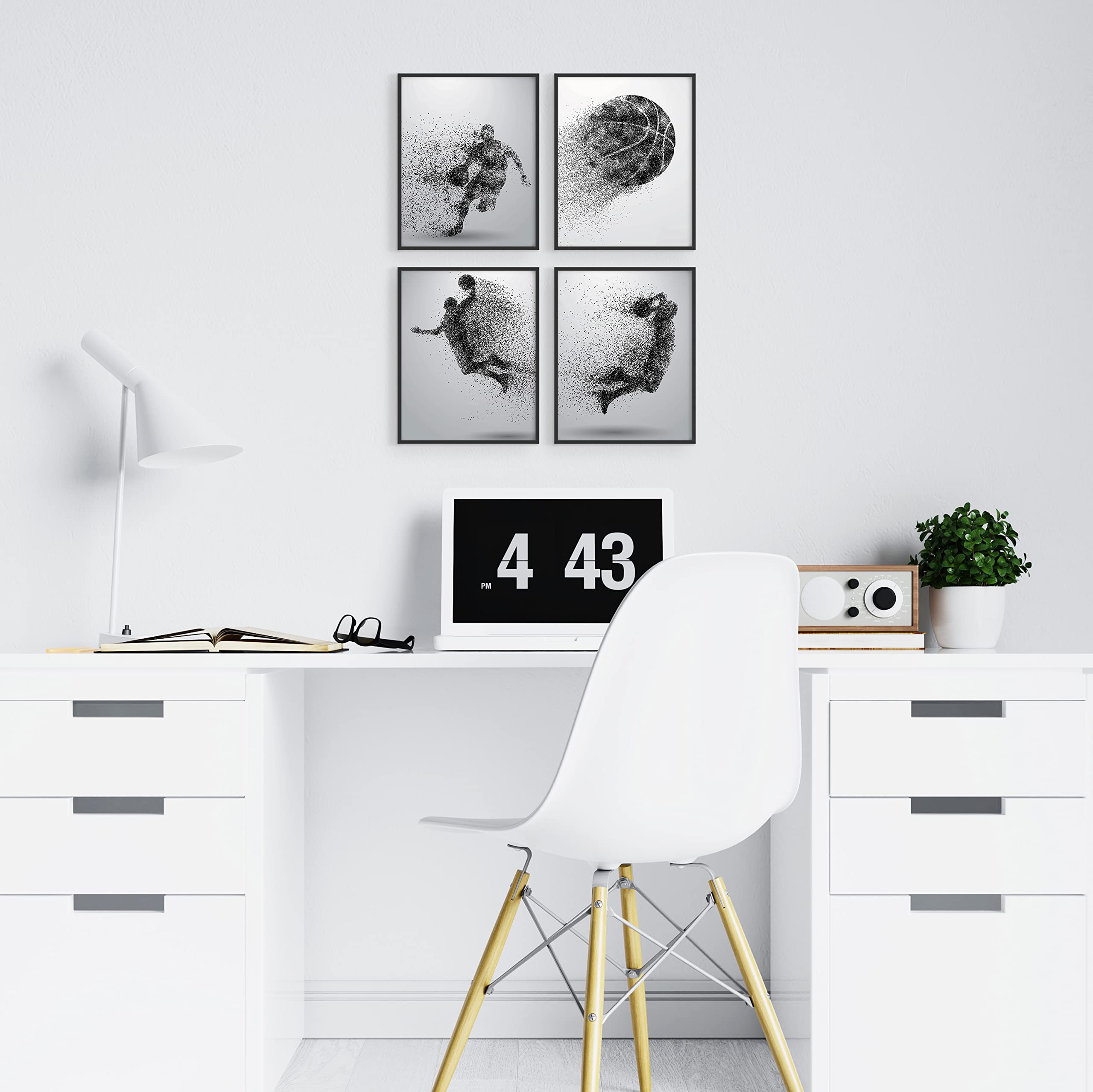 Basketball Wall Art Prints Set of 4 (8x10) Unframed Basketball Posters Basketball Room Decor For Men Kids Teenagers Basketball Wall Decor Basketball Boys Bedroom Decor