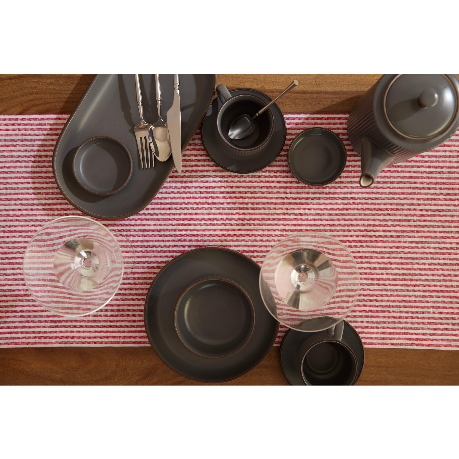 Solino Home Stripe Linen Table Runner 108 Inches Long - 100% Pure Linen Red And White Dining Table Runner 14 X 108 Inch Ideal Fo
