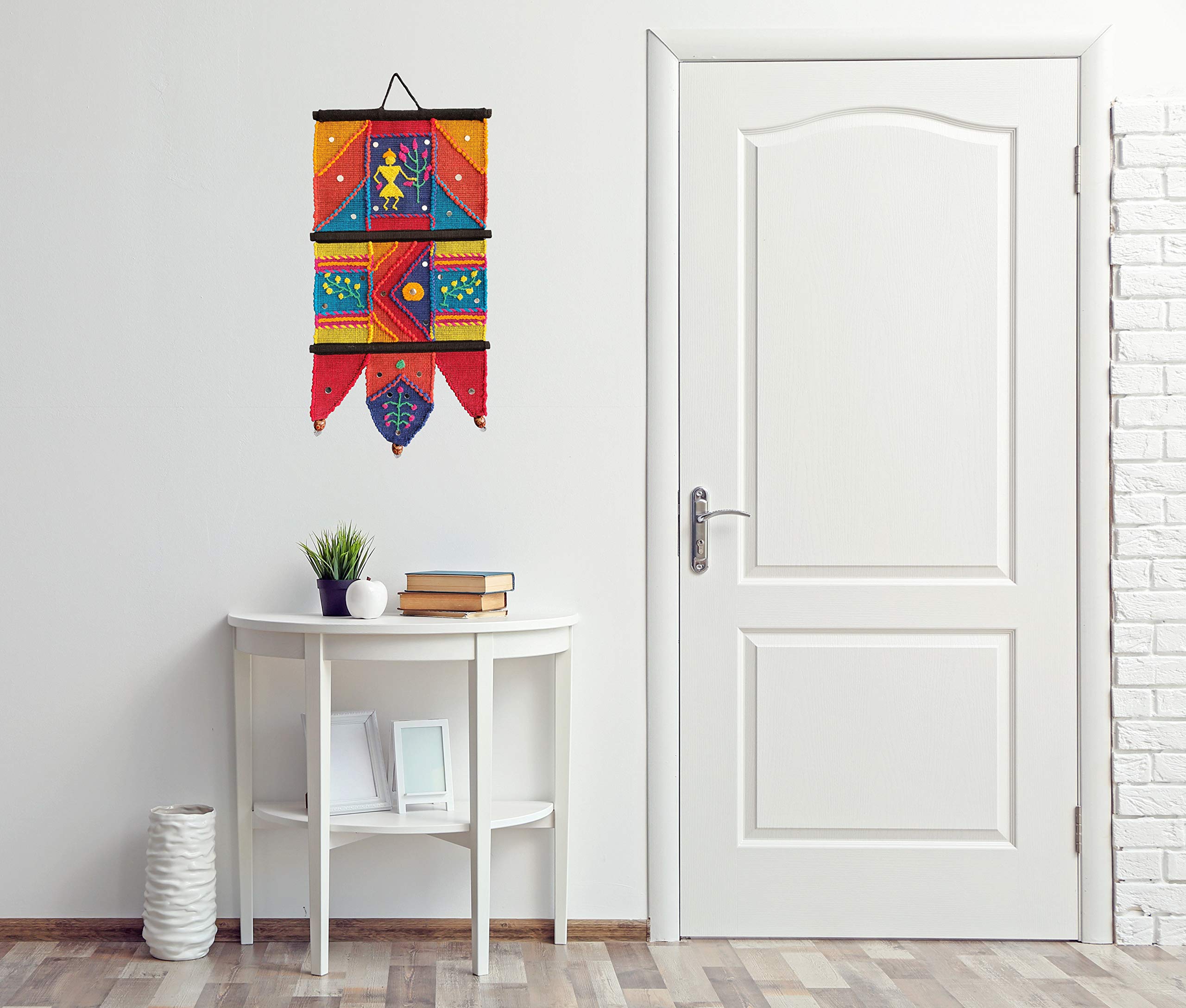 VARUNAVI Handloom Cotton Warli wall Hanging Home Decor Tapestry 22 X 11(Multi Colour)