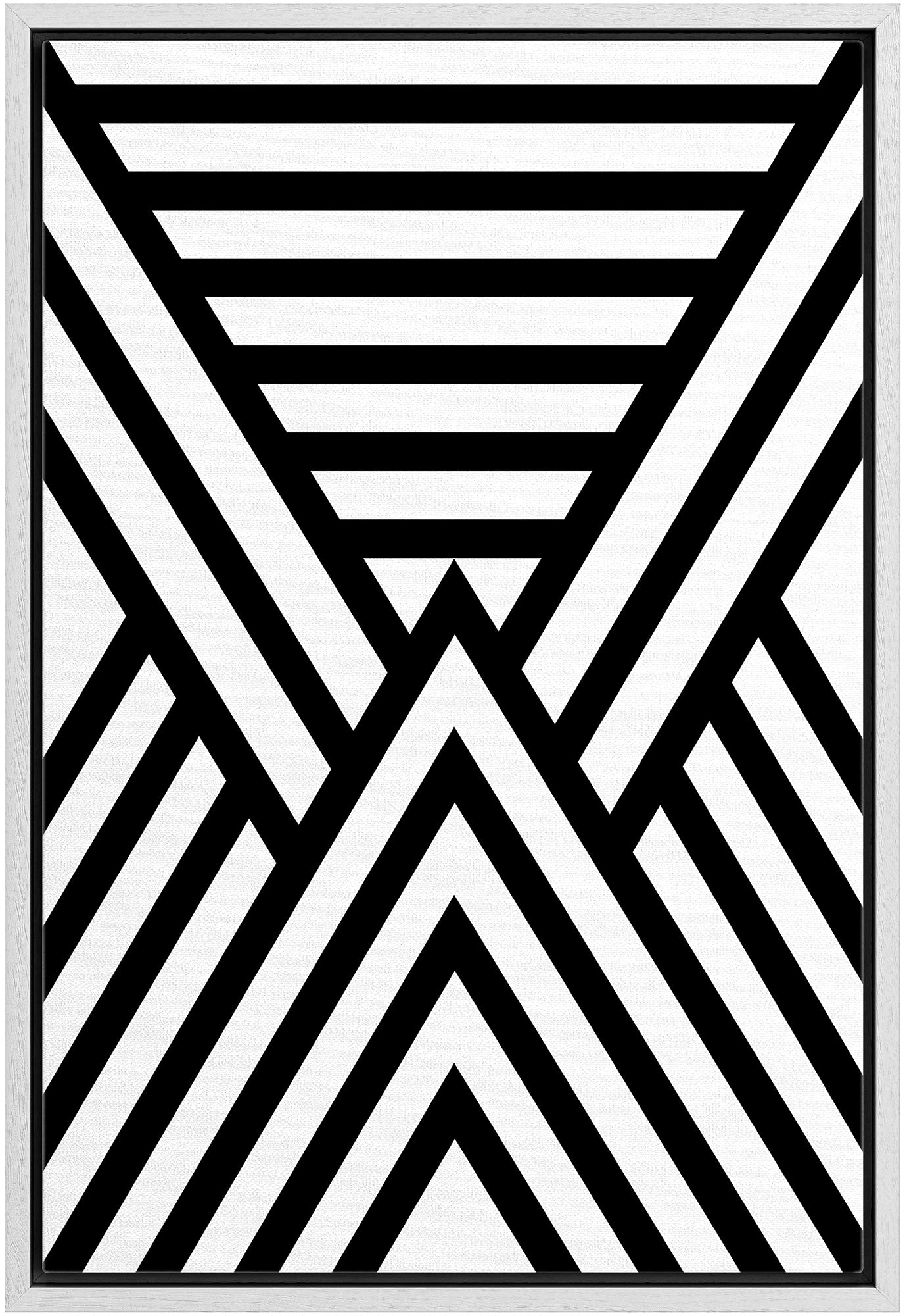 Ashbrook Framed Canvas Print Wall Art Black And White Superhero Geometric Pattern Abstract Shapes Illustrations Modern Bohemian