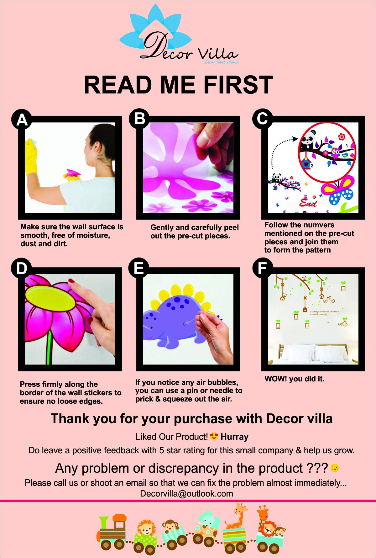 Decor Villa PVC Vinyl Animals 3D Wall Sticker JUST Peel & Stick New Modern Art & Trendy Wall Stickers for Home Decoration, Livin