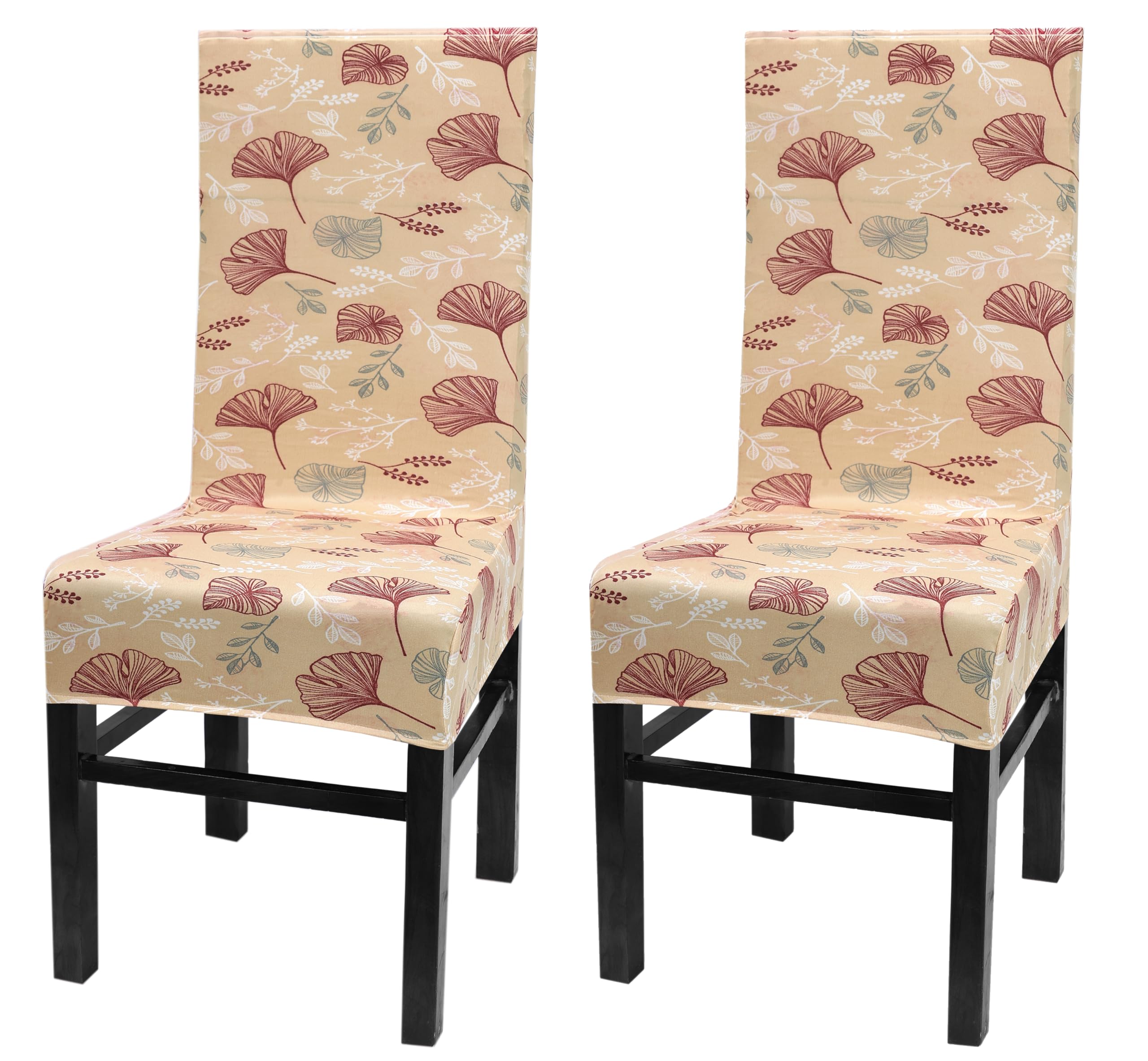 Yellow Weaves Elastic Stretchable Dining Chair Cover, Removable Washable Elastic Floral Printed Dining Chair Covers (Set Of 2, L