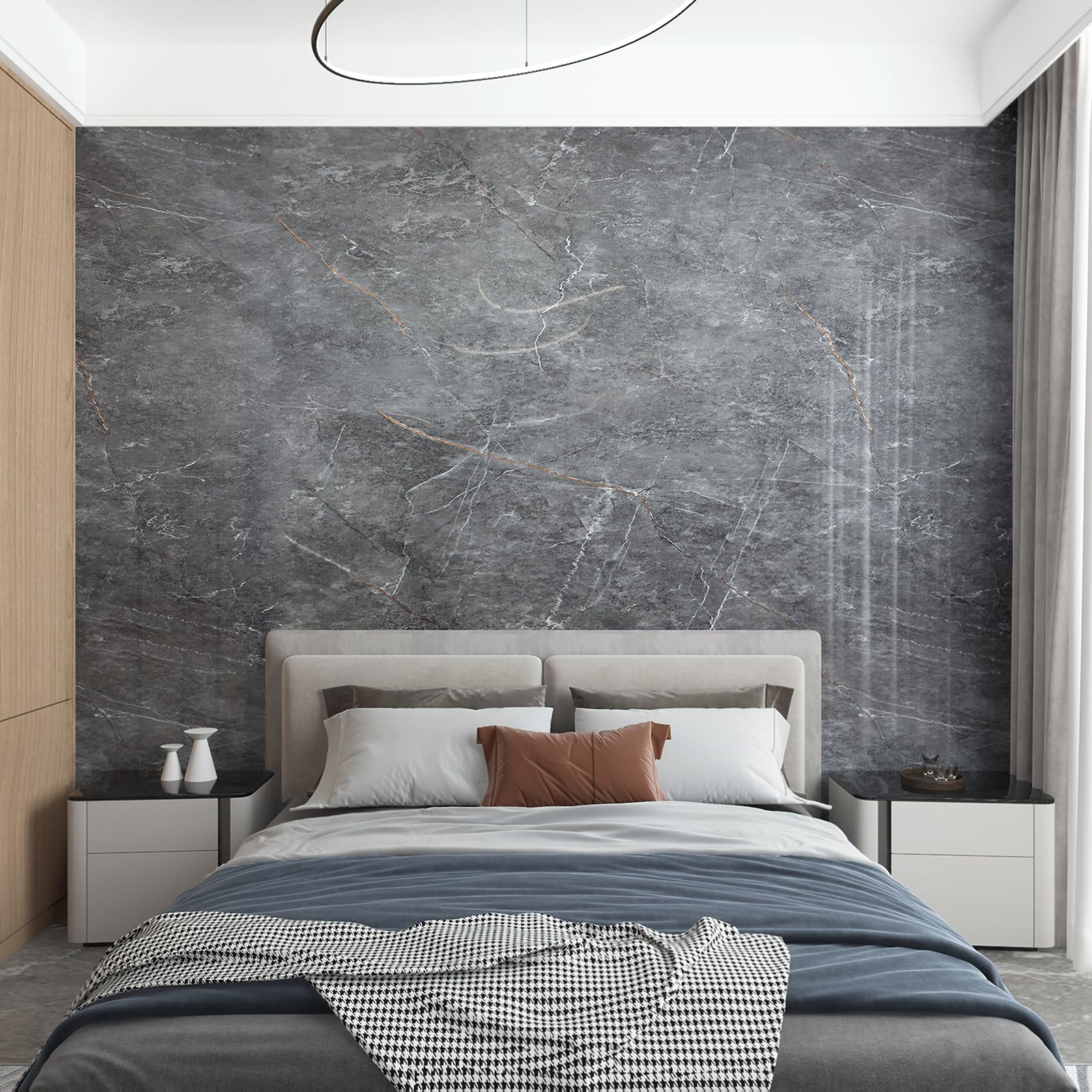 Bomeng Gray Marble Contact Paper Peel Stick Glossy Thick Marble Wallpaper For Countertop 31.5X197 Inch Waterproof Oil Proof Self