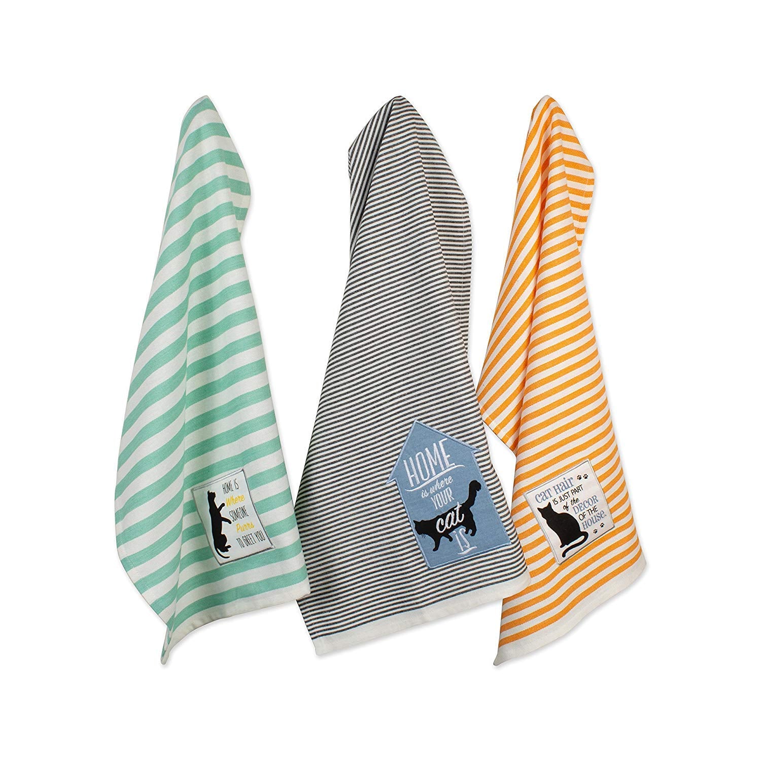 Dii Everyday Pets Kitchen Collection Absorbent Dishtowel Set, 18X28, Cat'S Meow, 3 Count