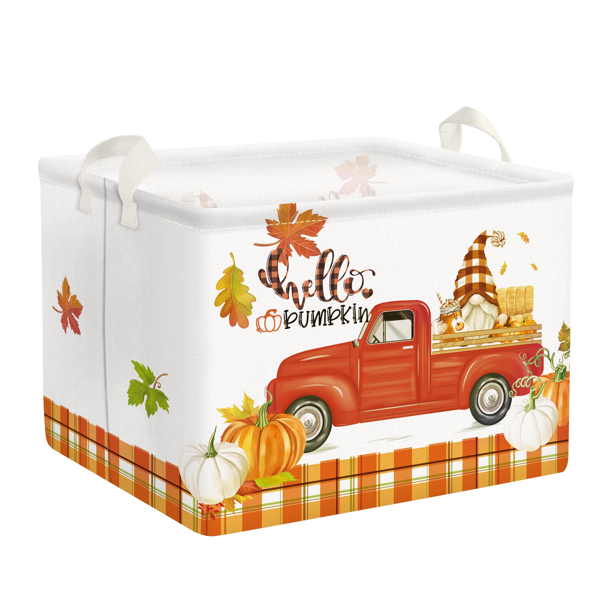 Clastyle Pumpkin Gift Baskets Empty Gnome Truck Shelf Basket Foldable Toys Clothes Large Storage Bin Rectangular Harvest Orange