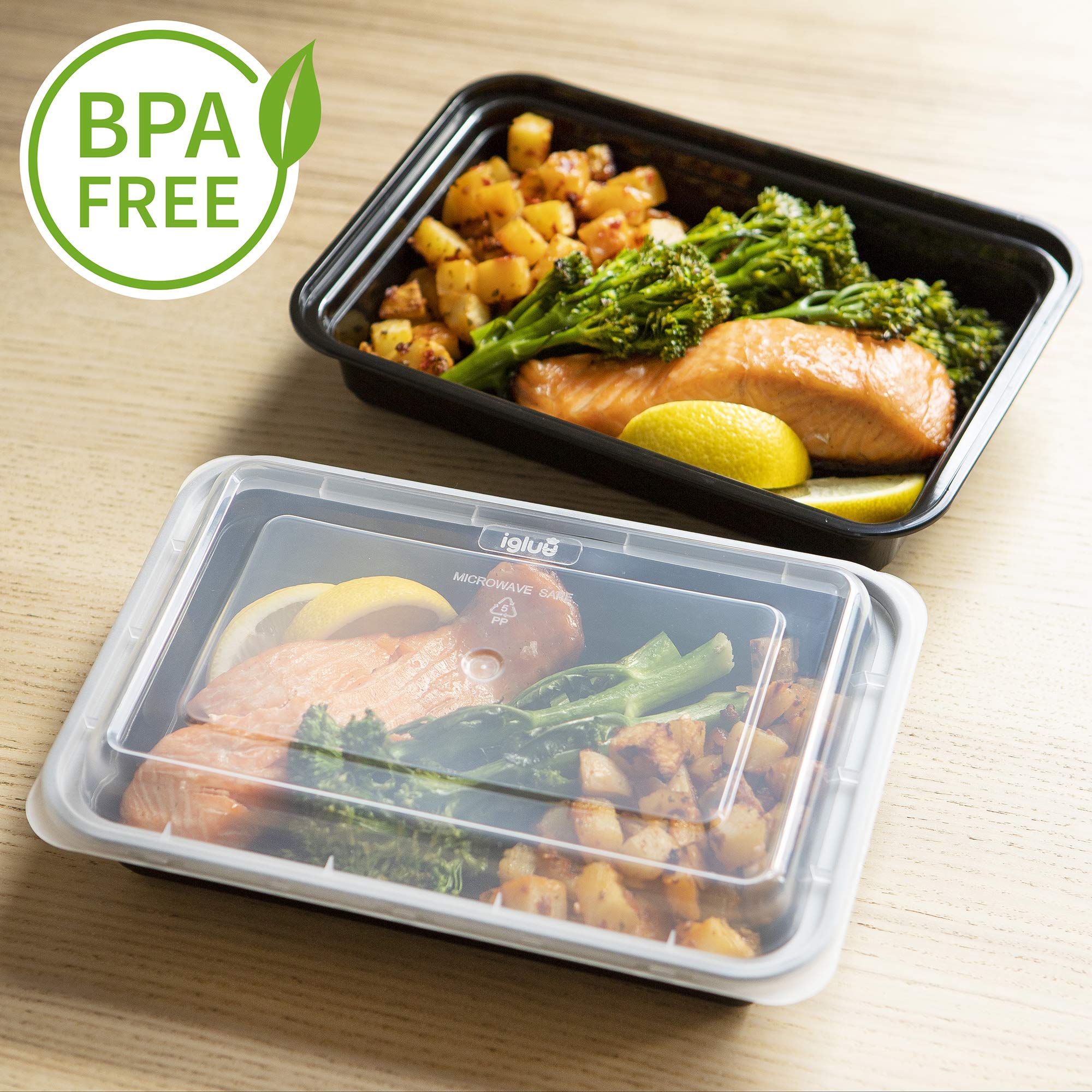 Igluu Meal Prep containers 30 pack] 1 compartment with Airtight Lids - Plastic Food Storage Bento Box - BPA Free - Reusable Lunch Boxes - Microwavable  Freezer and Dishwasher Safe (28 oz)