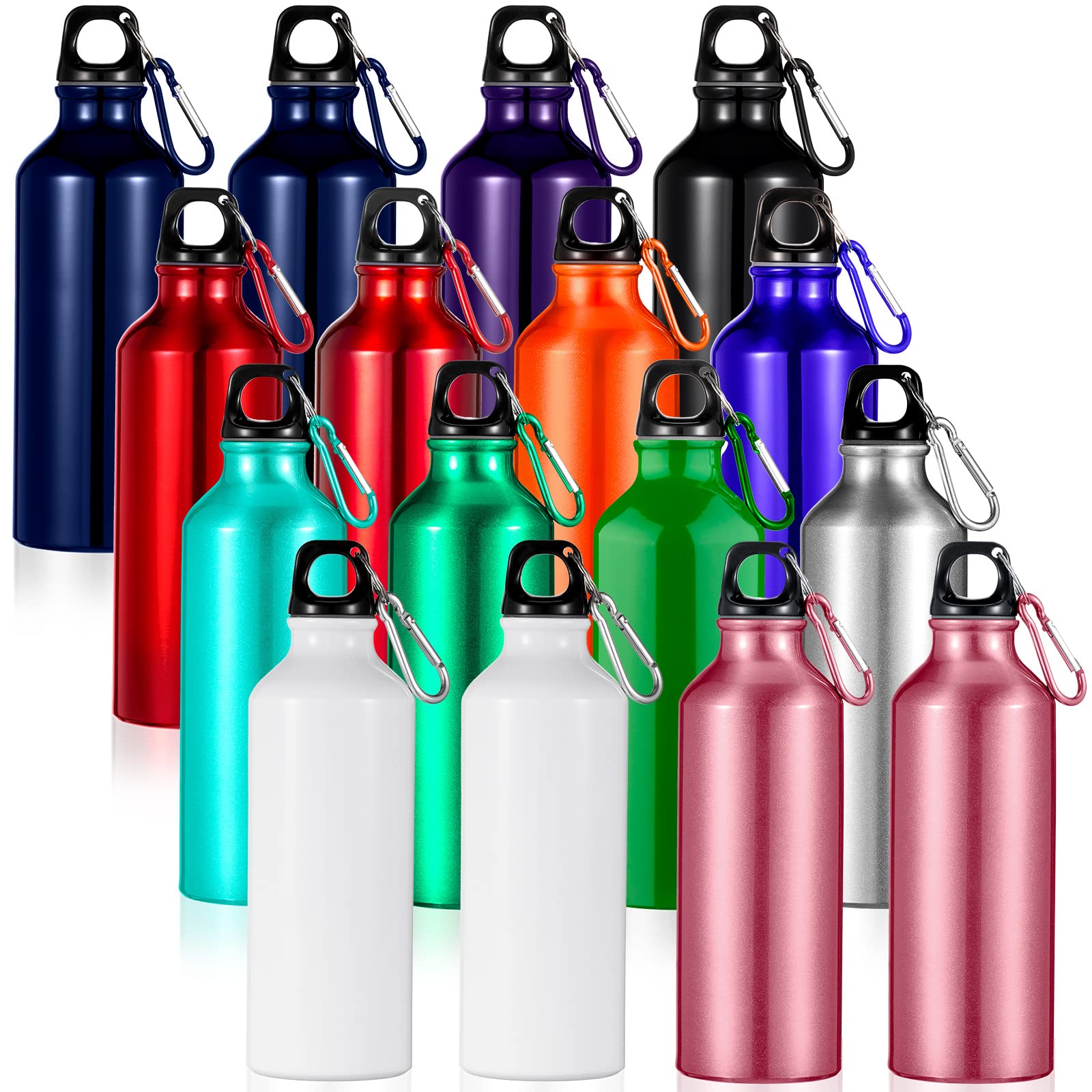 Gandeer 16 Pcs Aluminum Water Bottles Bulk, 17 oz Leak Proof, Dark Colors