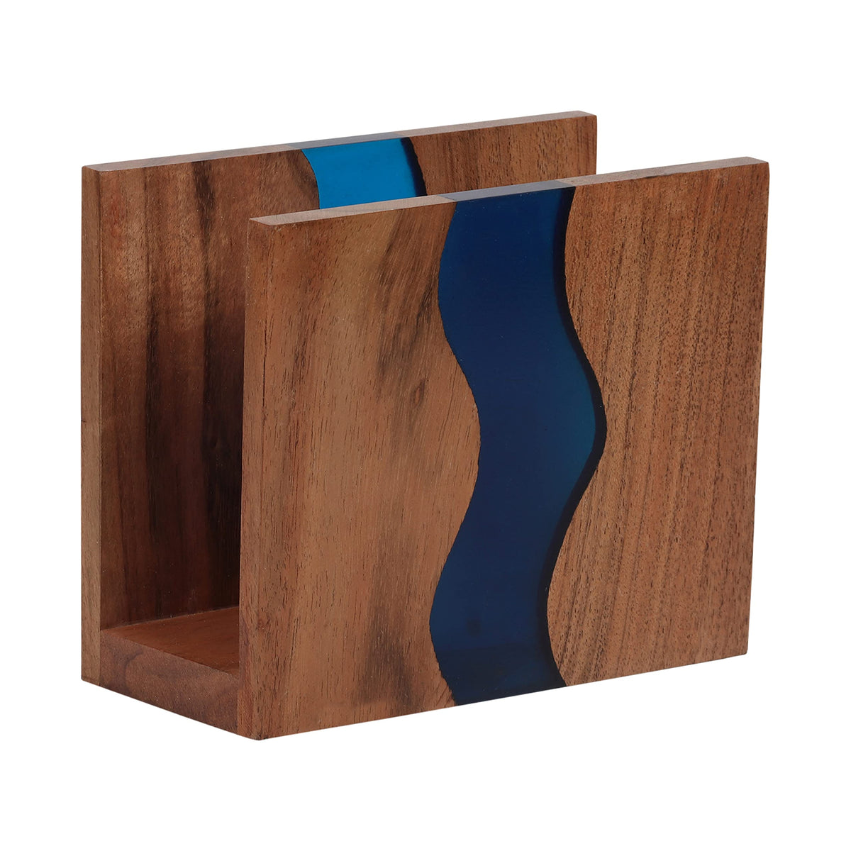 Lavauk Acacia Wood & Transparent Epoxy Resin Napkin Holder For Table, Rustic Farmhouse Napkin Organisation For Kitchen, Dining,
