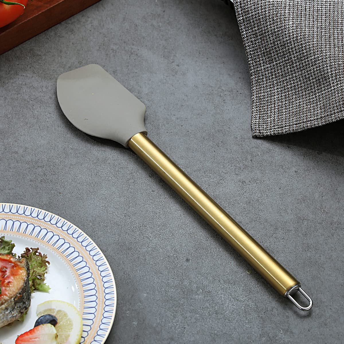 Gold Spatulas, Berglander Non-Stick Silicone Flexible Scrapers Baking Mixing Tool With Titanium Gold Plating Handle, Baking Tool