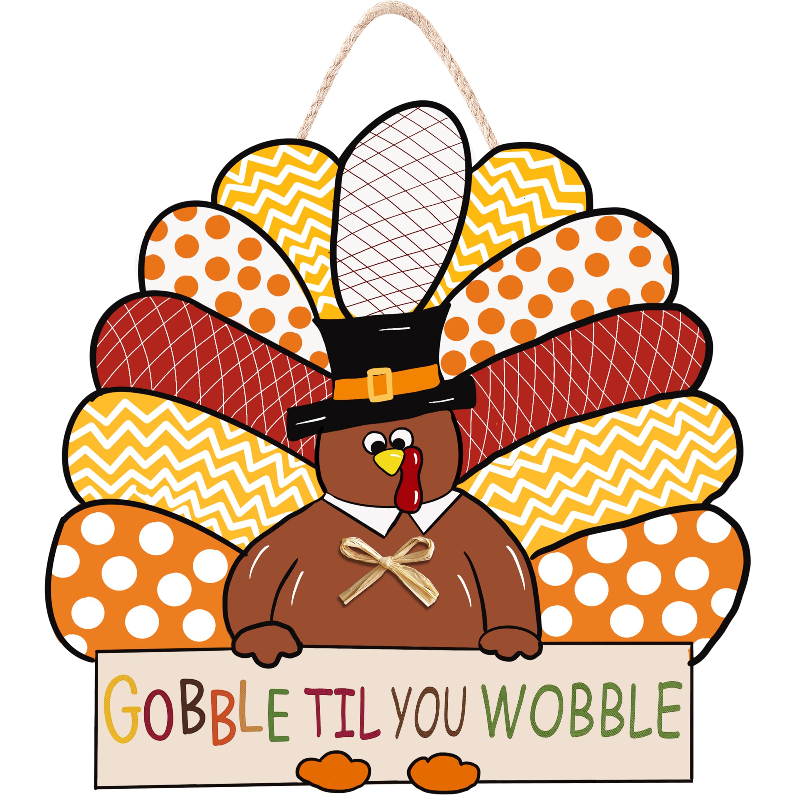 CYNOSA Thanksgiving Wreath for Front Door Turkey Door Hanger Gobble Sign Thanksgiving Turkey Outside Door Decorations