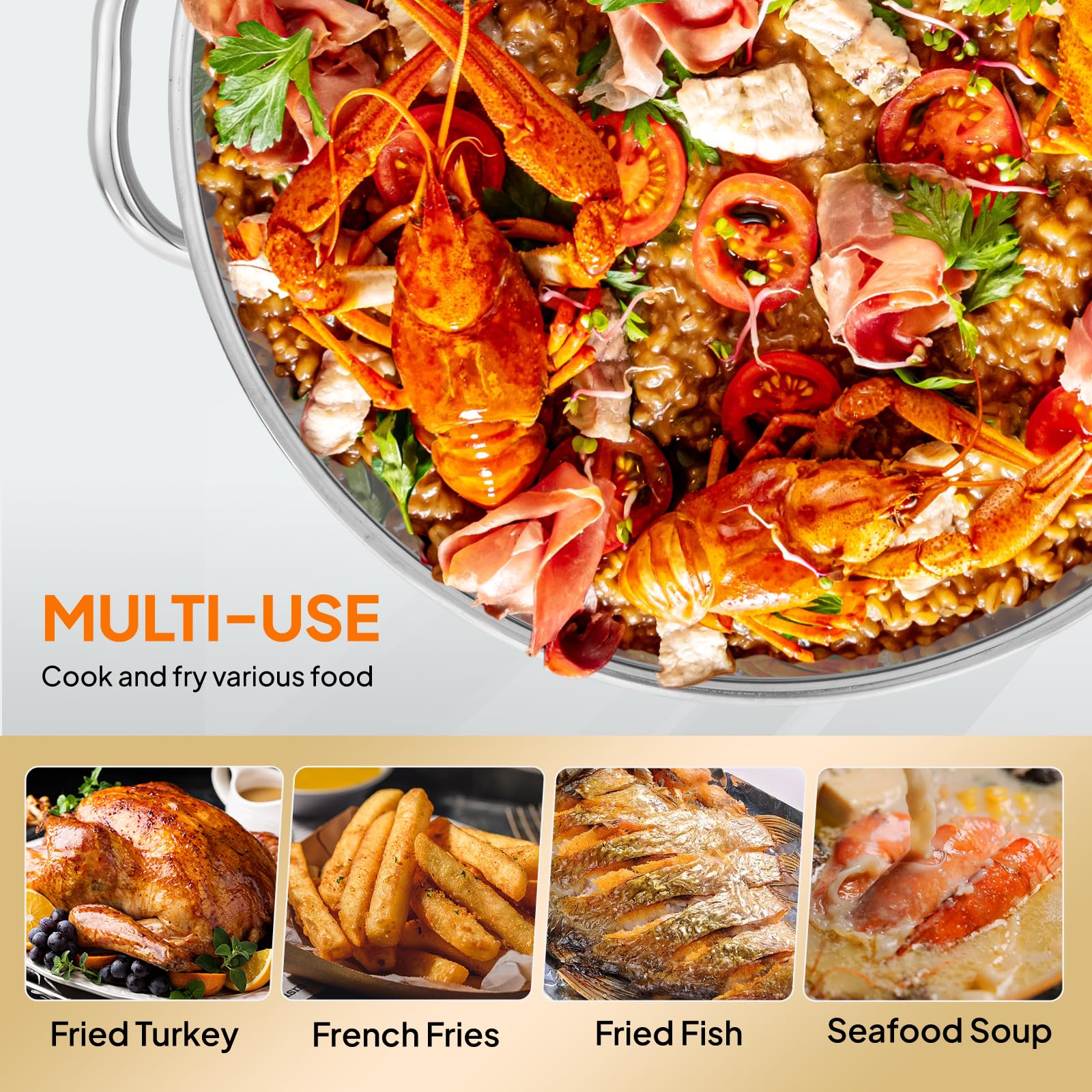 Rovsun 60Qt Turkey Fryer With 150,000Btu Propane Stove, Aluminum Seafood Crawfish Boiler Steamer & Deep Fryer With Basket, 10Psi