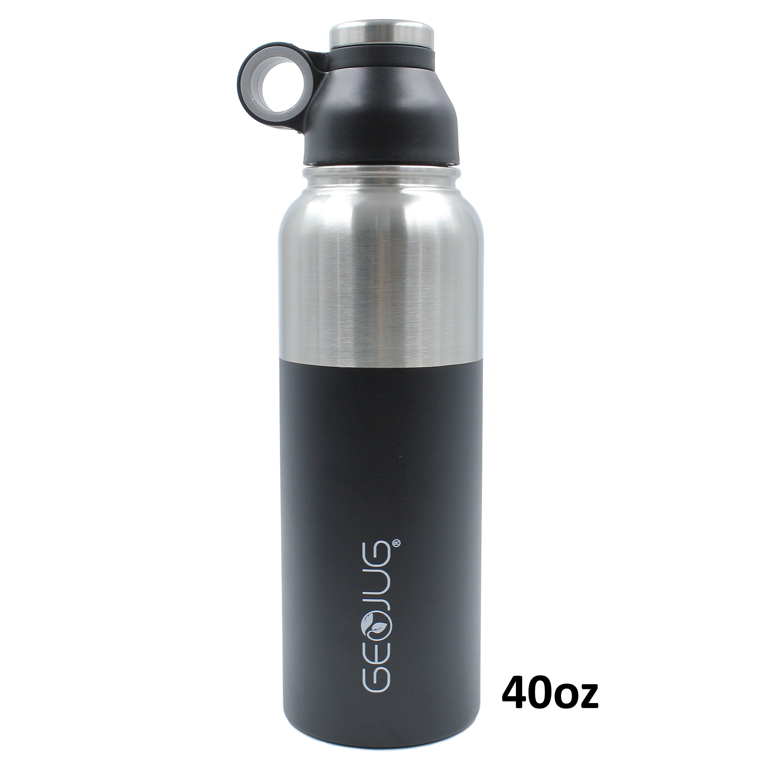 Geojug Stainless Steel Vacuum-Insulated Water Bottle (24-Oz.; Black)