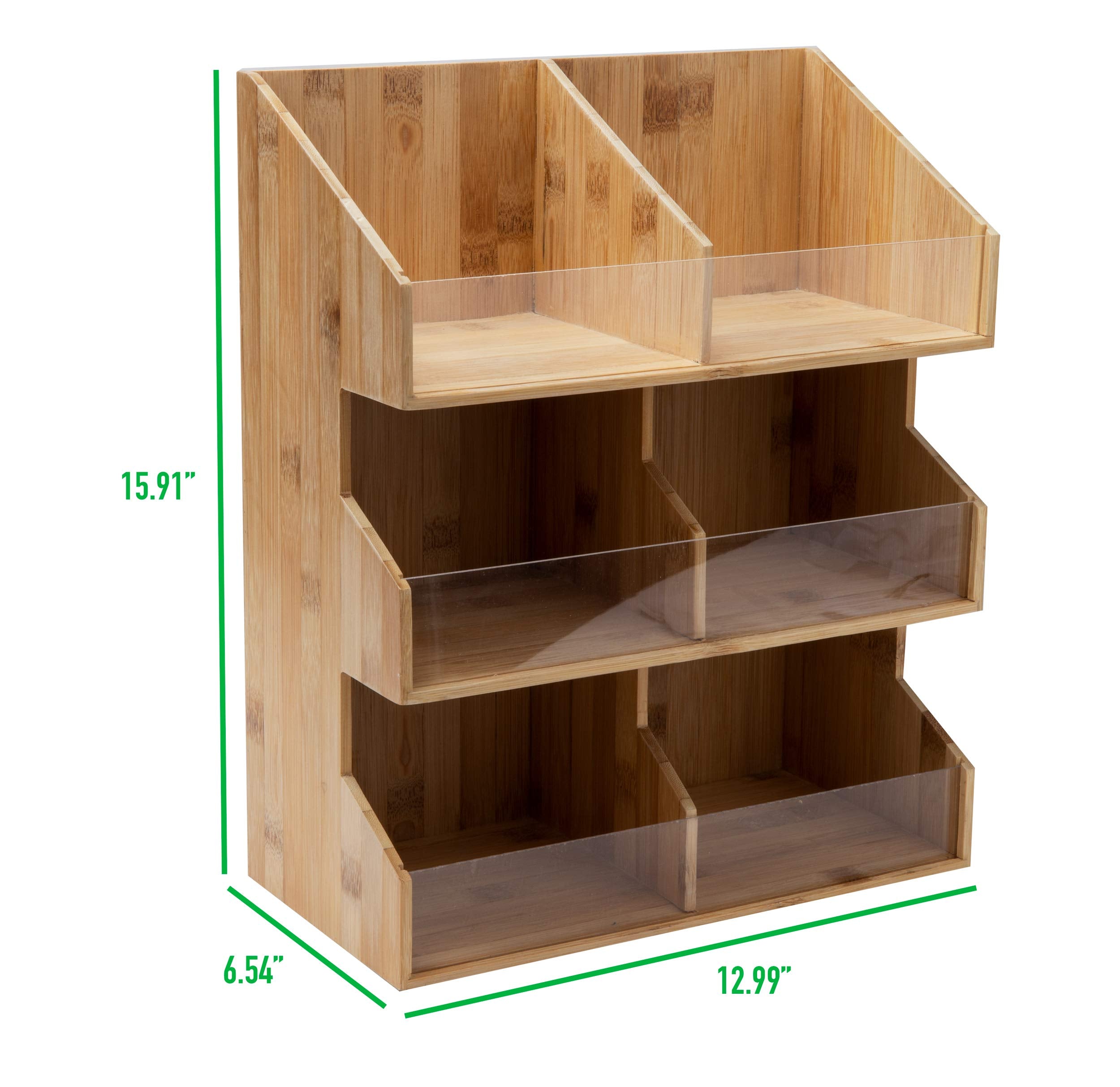 Mind Reader Coffee Pod Condiment Station, Countertop Organizer, Kitchen, Rayon From Bamboo, 13'' L X 6.25'' W X 15.25'' H, Brown