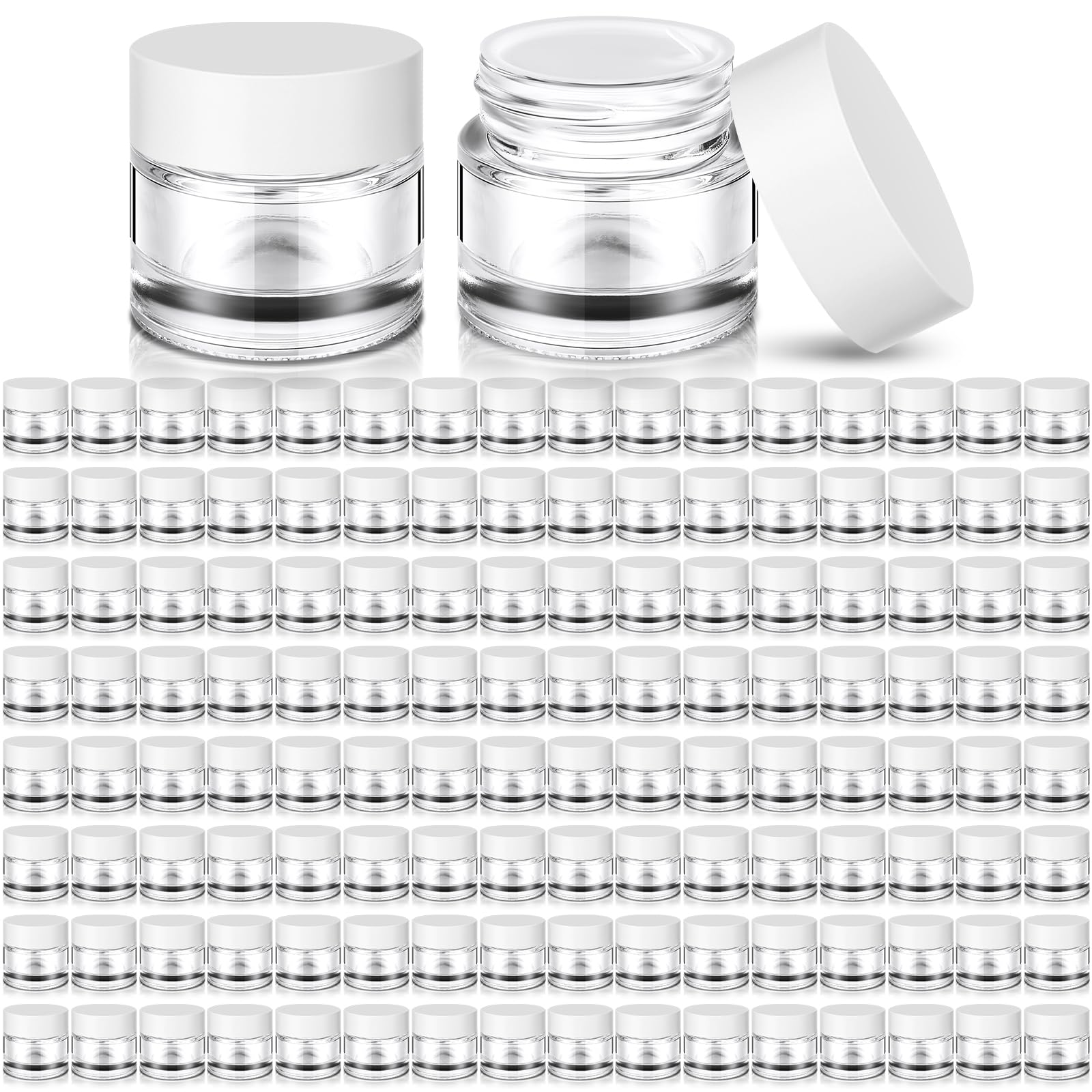 140 Pack 10ml Glass Jars with Lids Small Lip Balm Containers 10ml Sample Jars Travel Size Containers for Lip Balm Cream Lotion M