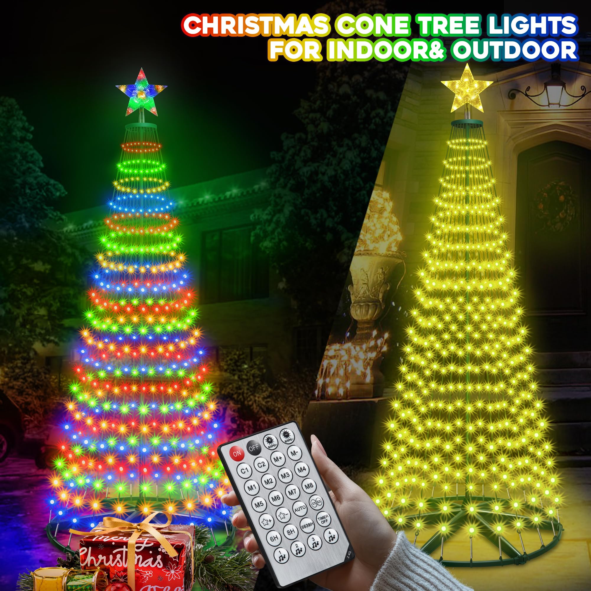 30+ Modes Smart Prelit Christmas Cone Tree with Lights - 4ft 119 LED App Control Color Changing Light Show Trees with Remote Tim