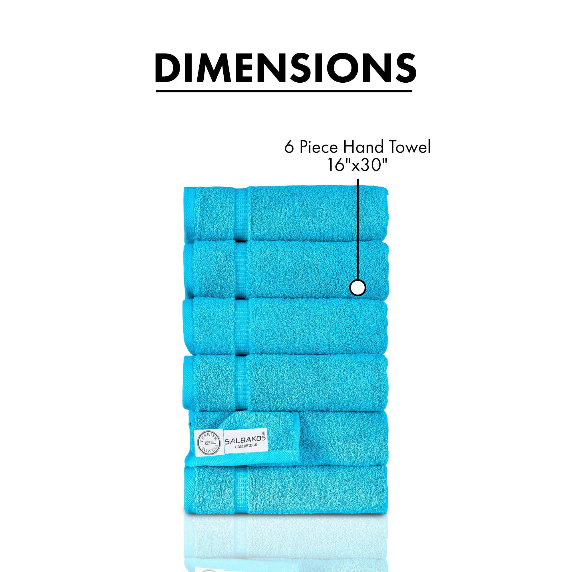 Salbakos - Premium 6 Piece Hand Towel Set, 100% Turkish Cotton, Quick Dry & Comfy Towels For Hotel & Spa, Highly Absorbent | 16