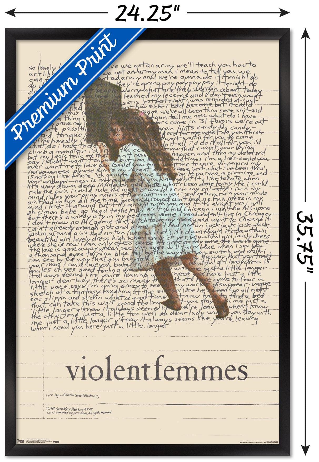 Trends International Violent Femmes - Lyric Girl Tea Towel Wall Poster, 22.375'' X 34'', Black Framed Version
