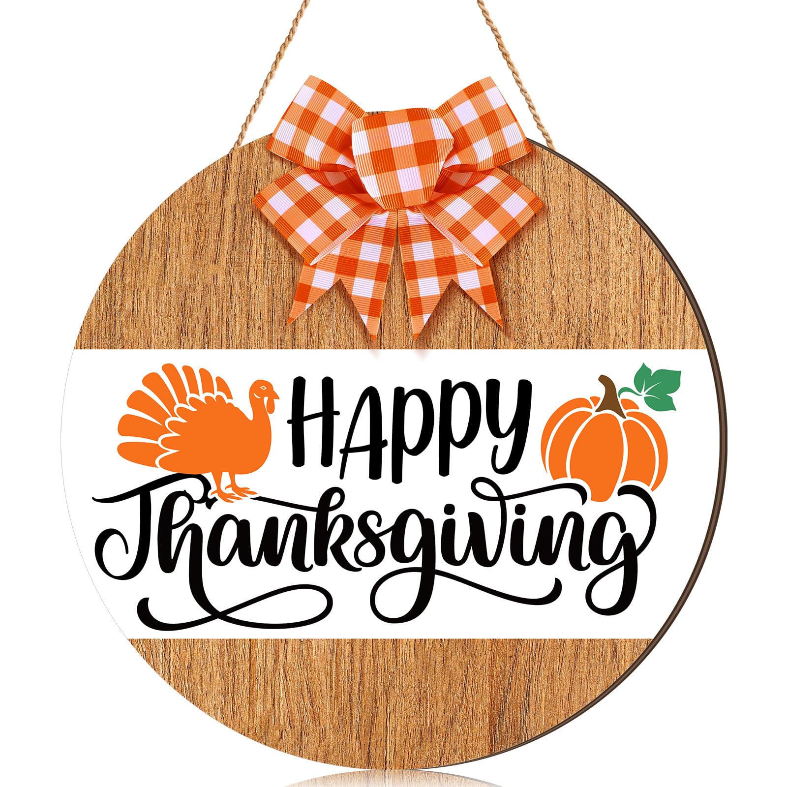 Moucuny Thanksgiving Door Sign Turkey Wreaths for Front Door Happy Thanksgiving Turkey Wooden Hanging Front Sign Fall Wreaths wi
