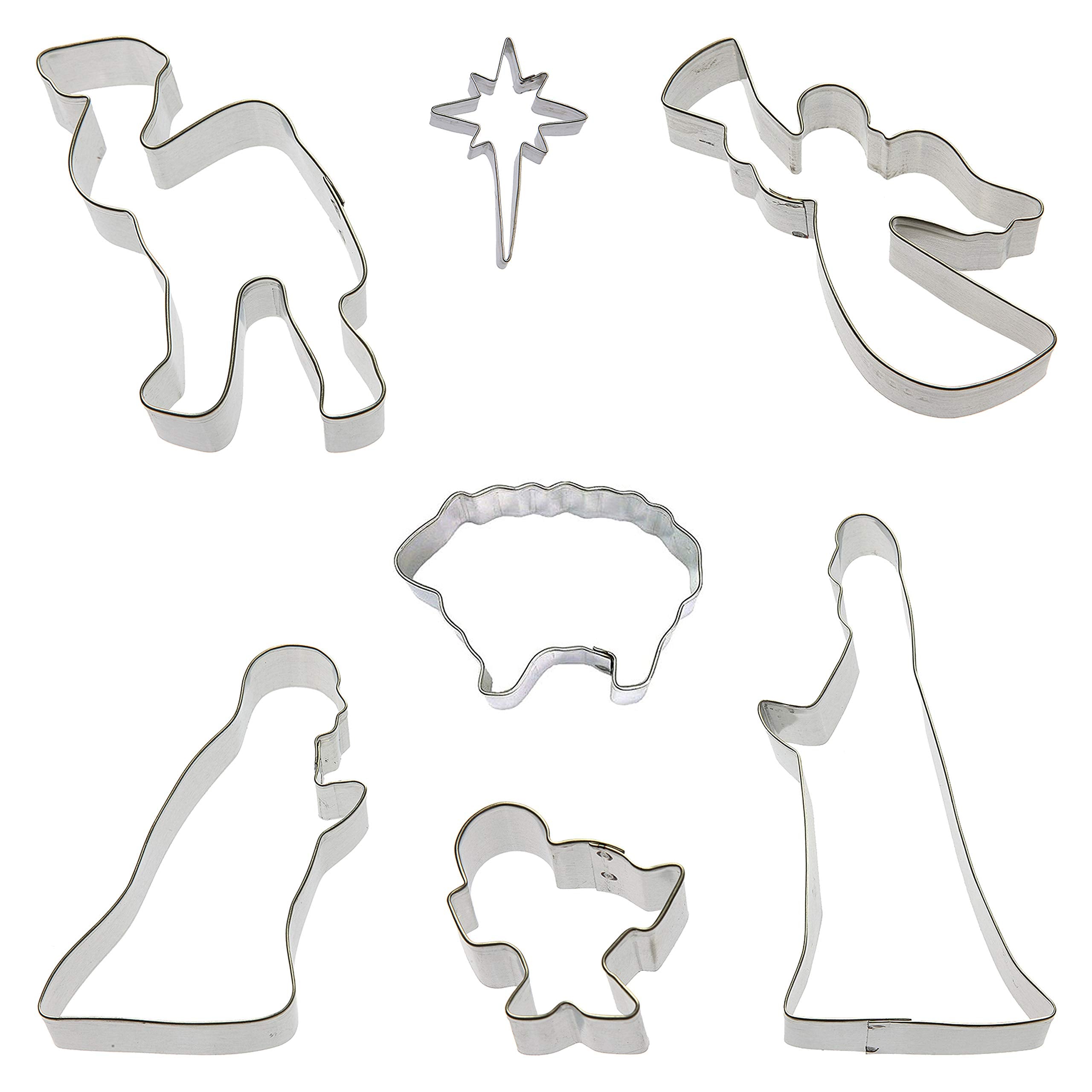 Foose Brand Nativity Cookie Cutter 7 Pc Set - 5.75 In Joseph 4.5 In Mary 2 In Manger 4 In Camel 2.75 In Star Of East 3 In Sheep