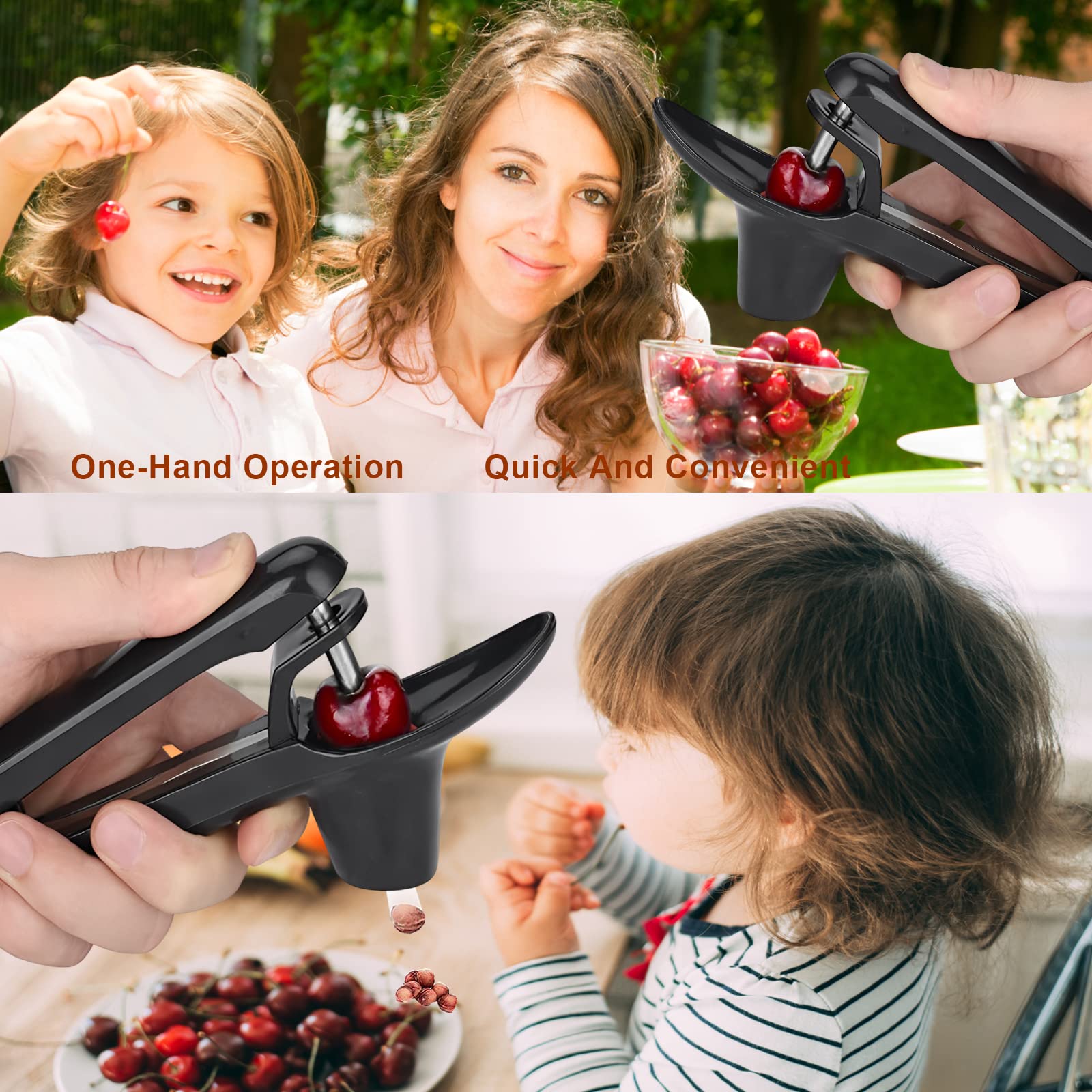 Cherry Pitter - Heavy-Duty Stainless Steel Olive and Cherry Pitters Corer Tool with Space-Saving Lock Design  Multi-Function Cherries Stoner Seed Remover Tool for Making Cherry Jam (Black)