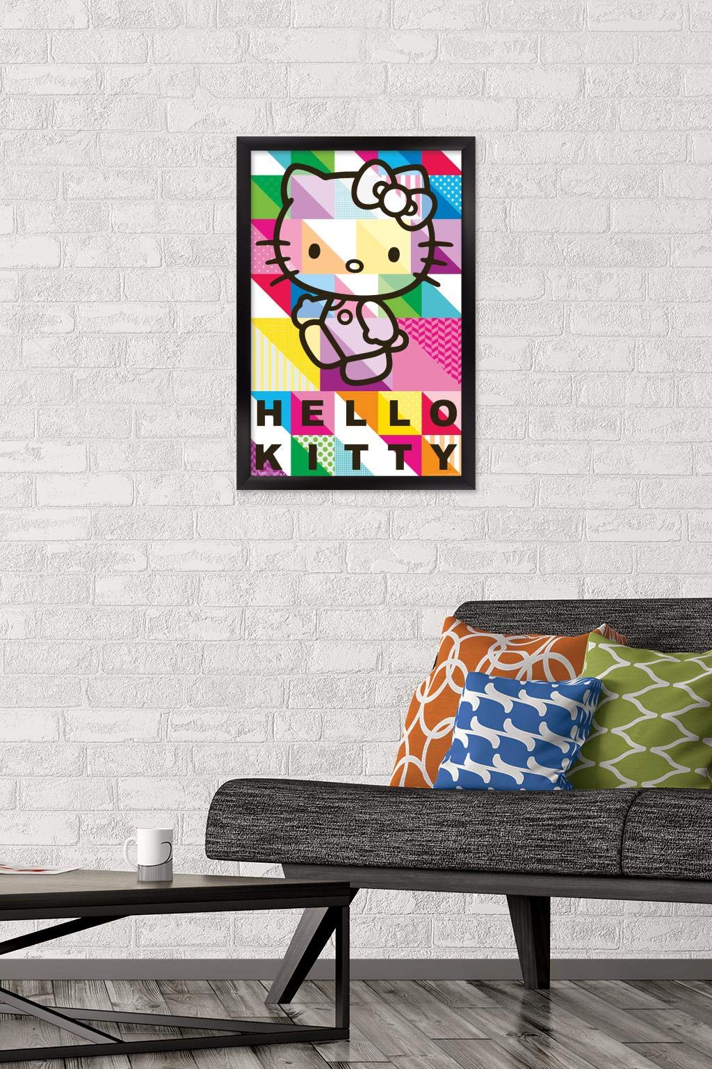 Trends International Hello Kitty Wall Poster, 14.7" x 22.4", Black Framed Version, Model FR13692BLK14X22