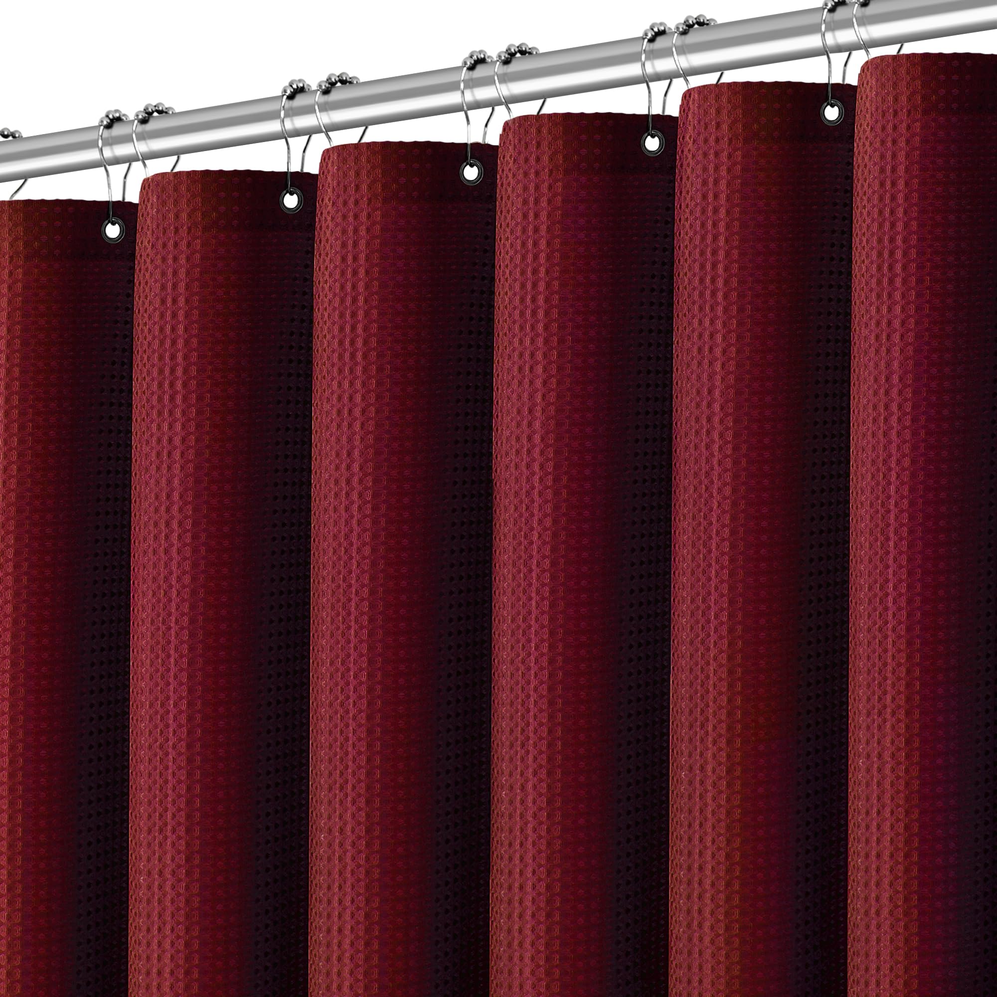 Pangsinne Extra Long Shower Curtain, 96 Inch Long Waffle Weave Heavy Duty Thick Cloth Bathroom Shower Curtain, Neutral Weighted