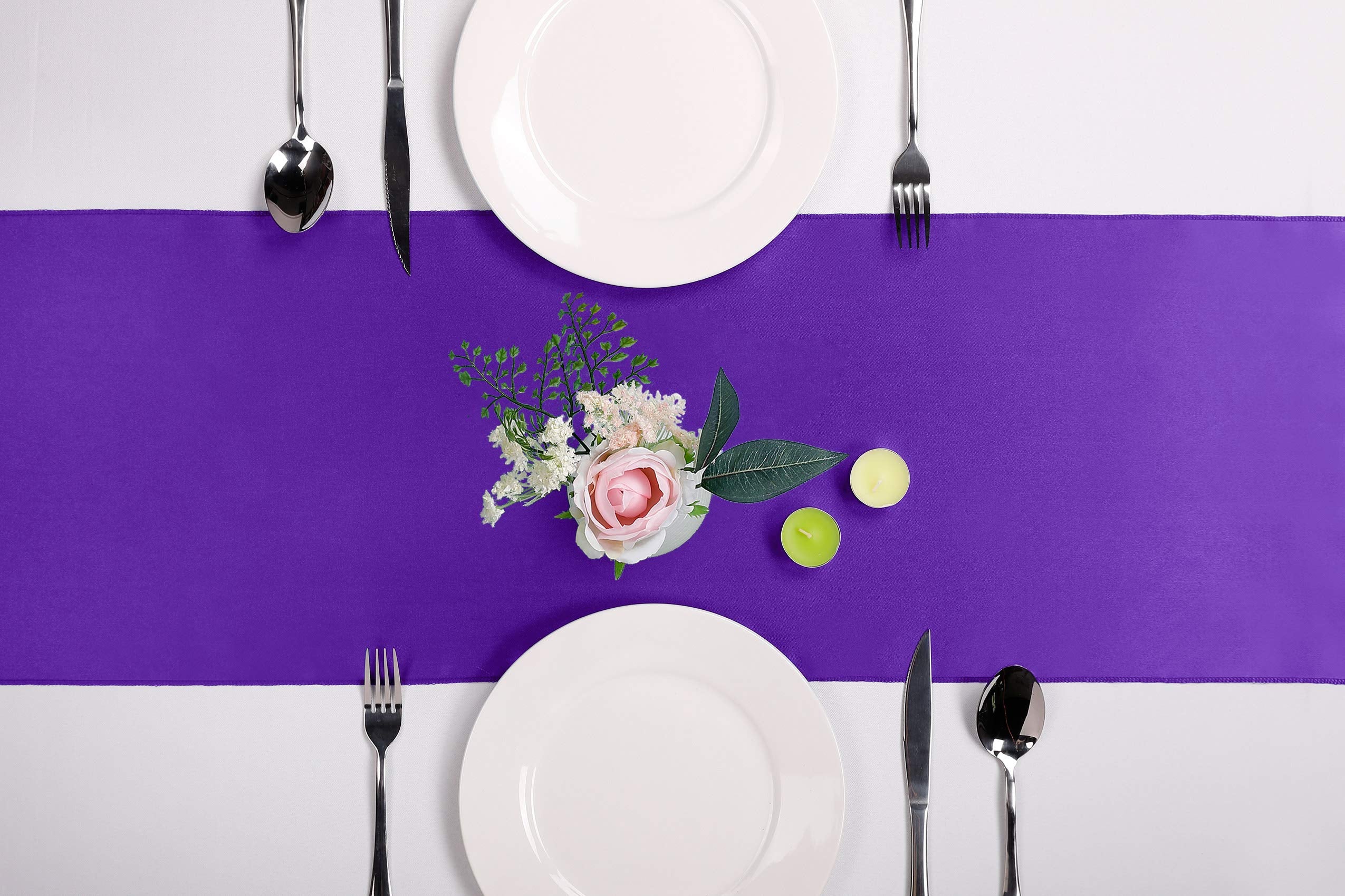 10-Pack Satin Table Runner Purple 12 X 108 Inches Long, Table Runners For Wedding, Birthday Parties, Banquets Decorations(10 Pac