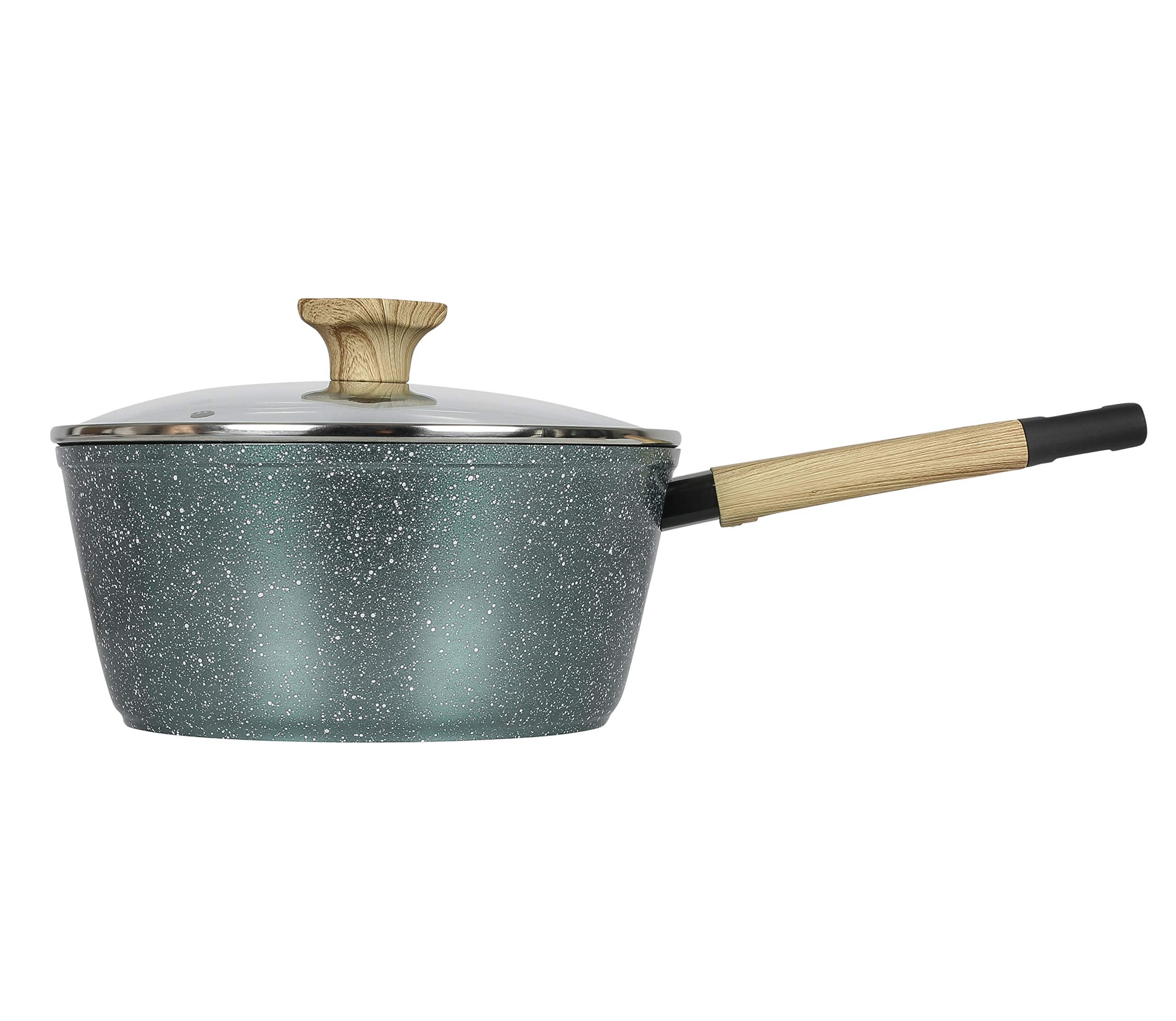 Art of Cooking 3 Quart Granite Nonstick Saucepan Cookware Set (Induction Compatible) (Forest Green)