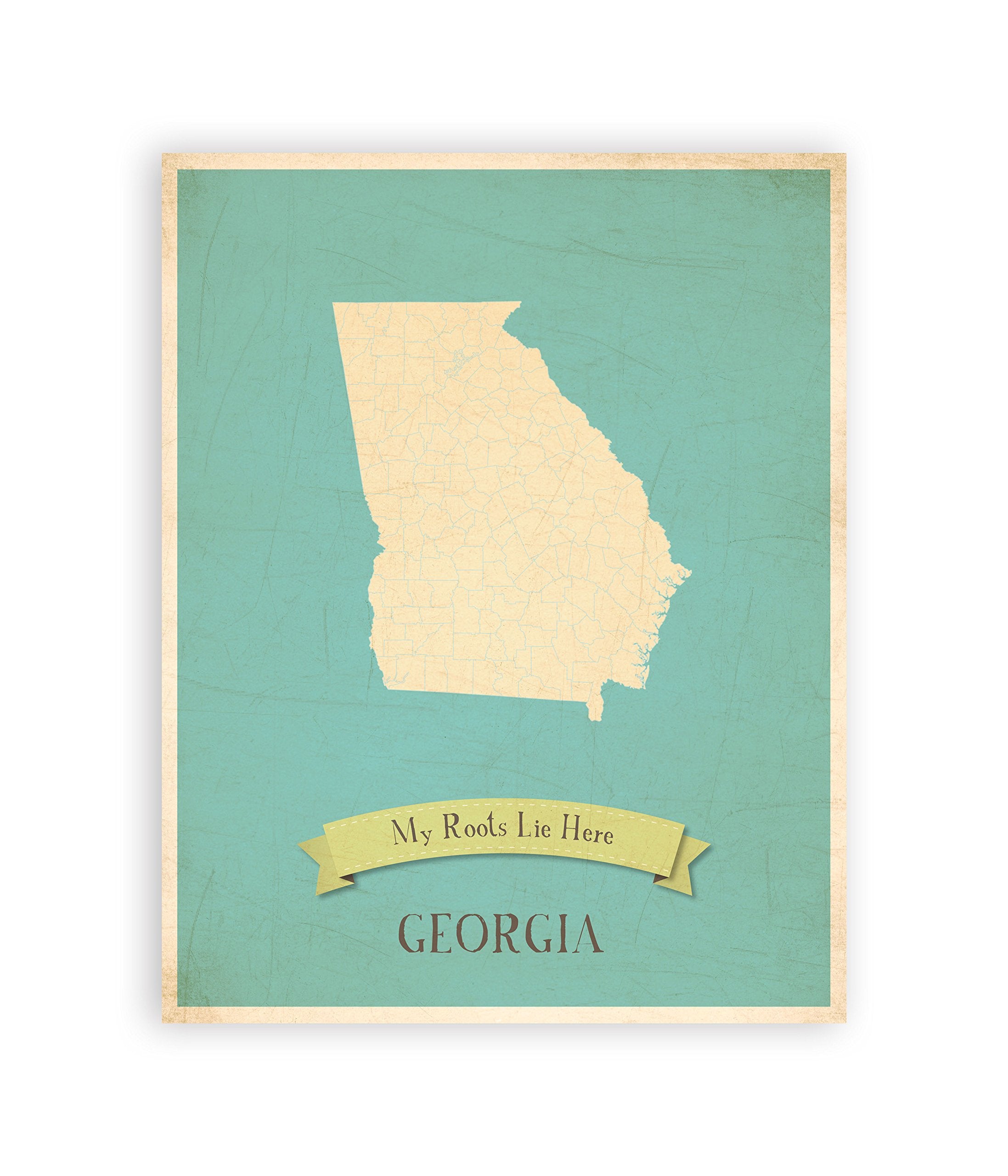 Nursery Decor, My Roots Georgia Personalized Wall Map 11X14, Kid'S Georgia Map Wall Art, Children'S Georgia Vintage State Map, G