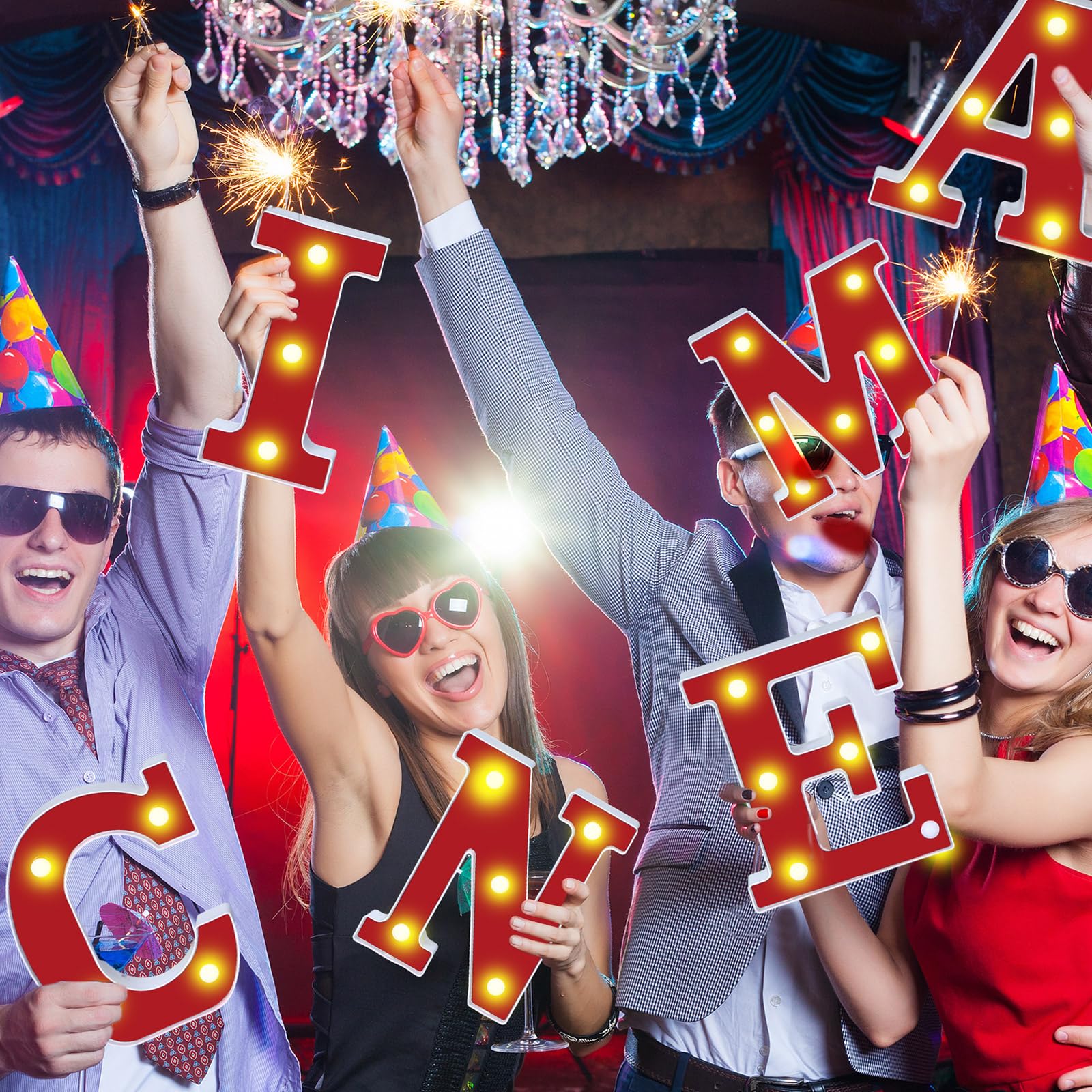 Aurelema Cinema Light up Letters Sign Party Decorations Battery Powered Marquee Lighted Sign LED Alphabet Letter Lights for Nigh